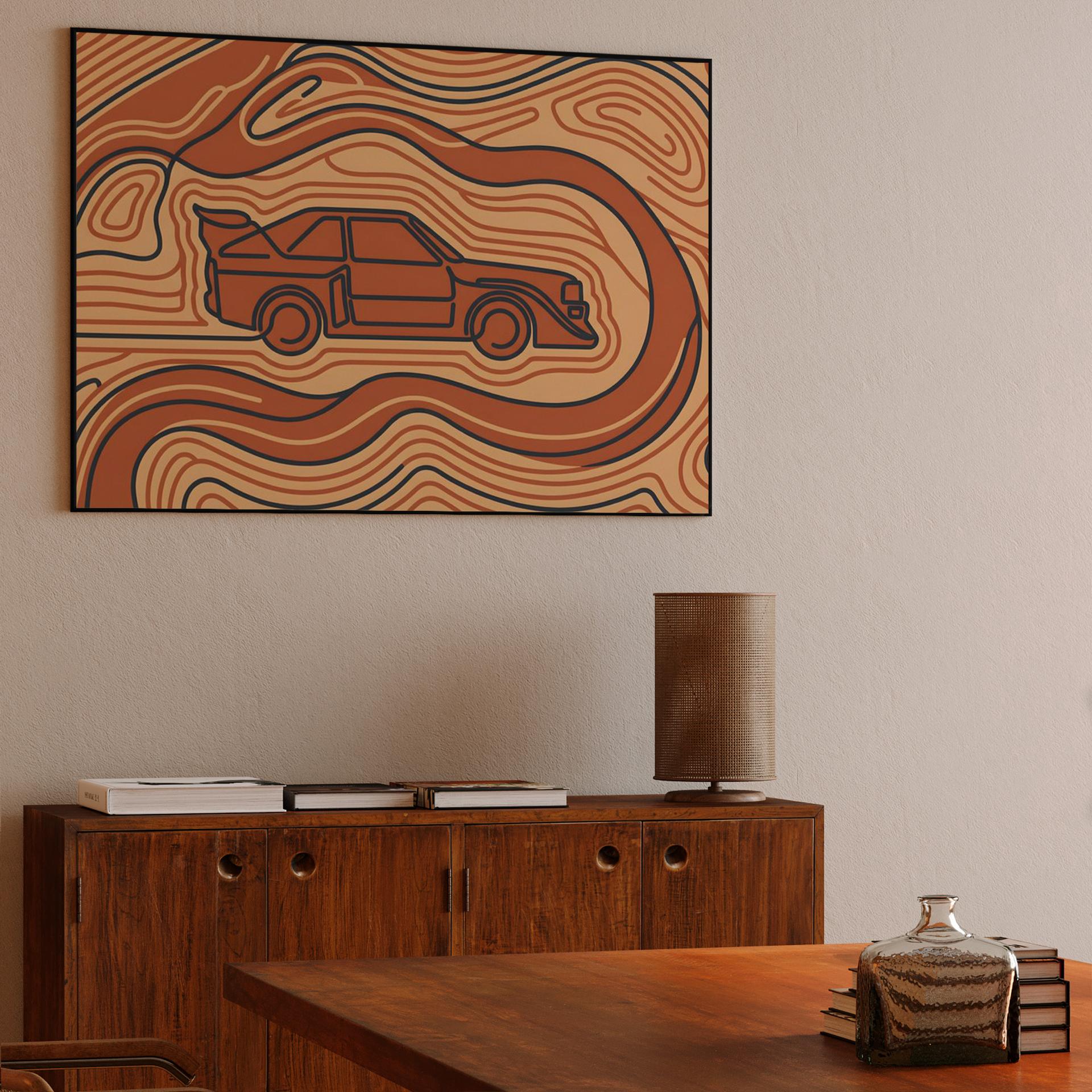 Audi Quattro S1: Topographic Line Art