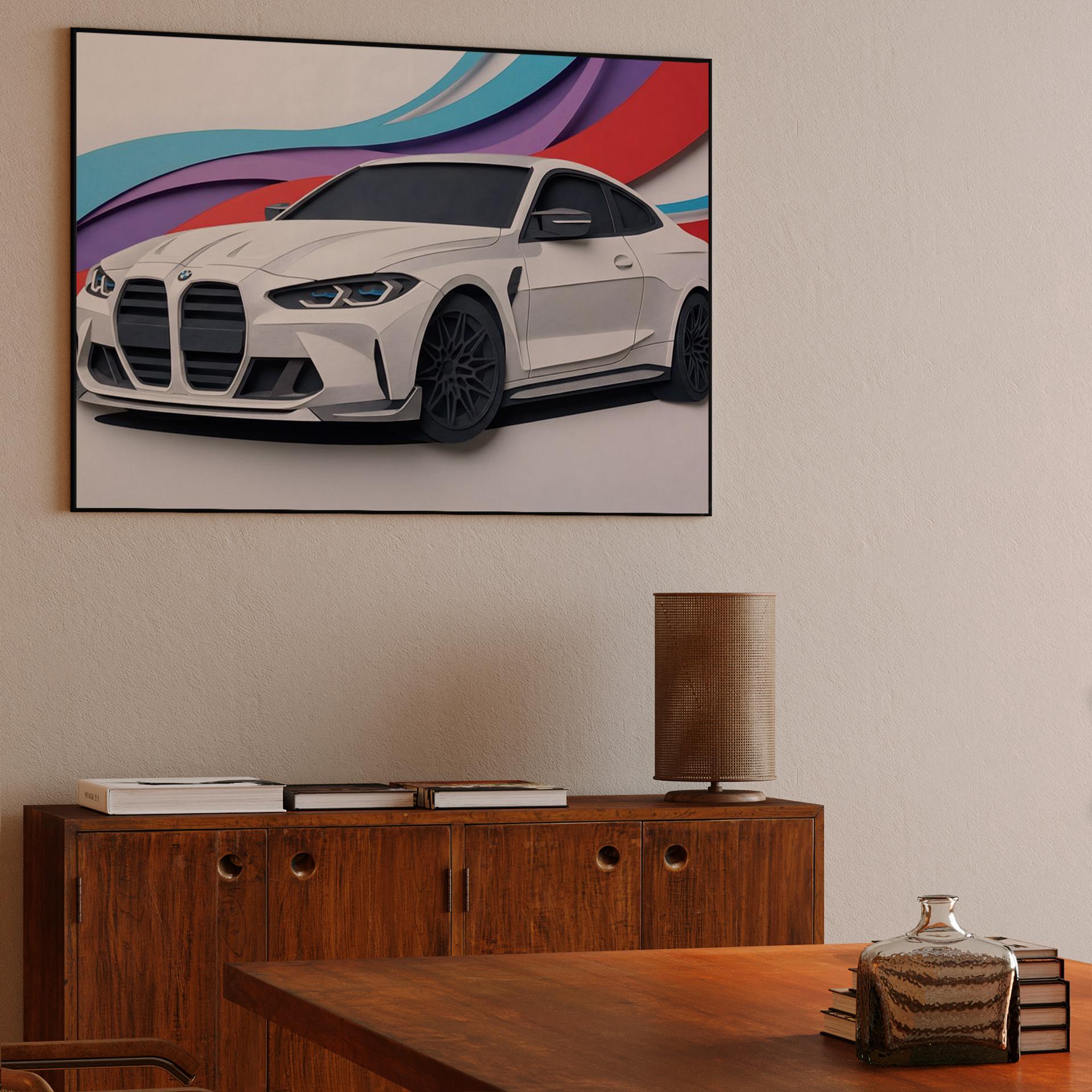 BMW M4 Paper Cutout Composition