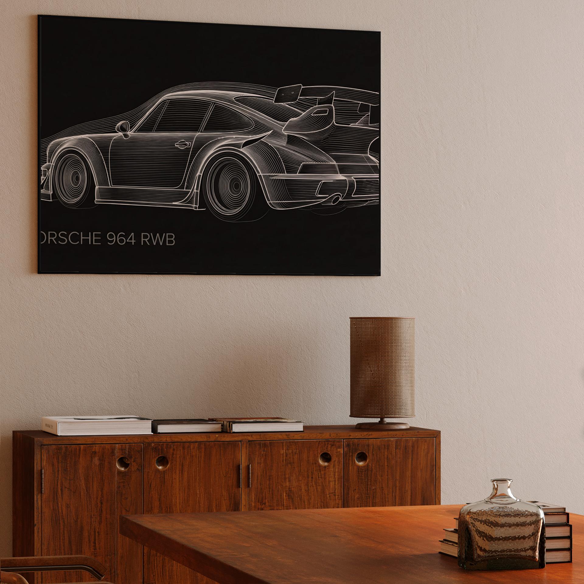 Porsche 964 RWB: Aerodynamic Flow Line Art
