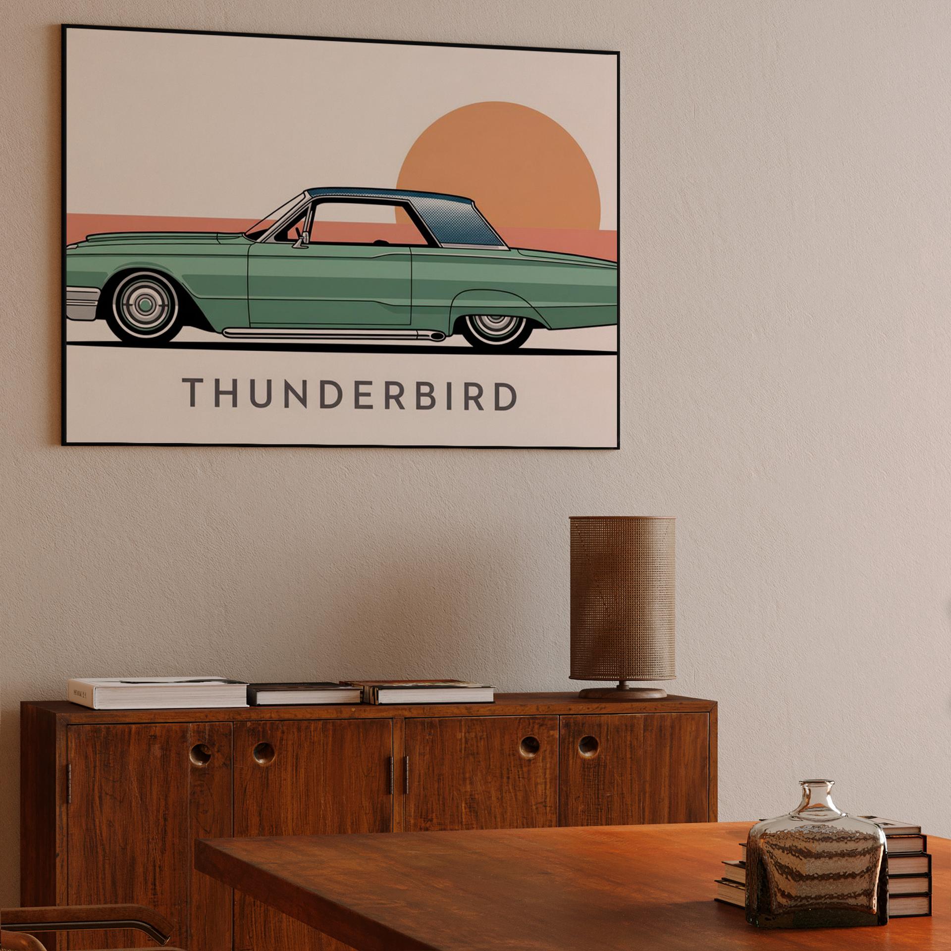 Teal Thunderbird Sunset Profile