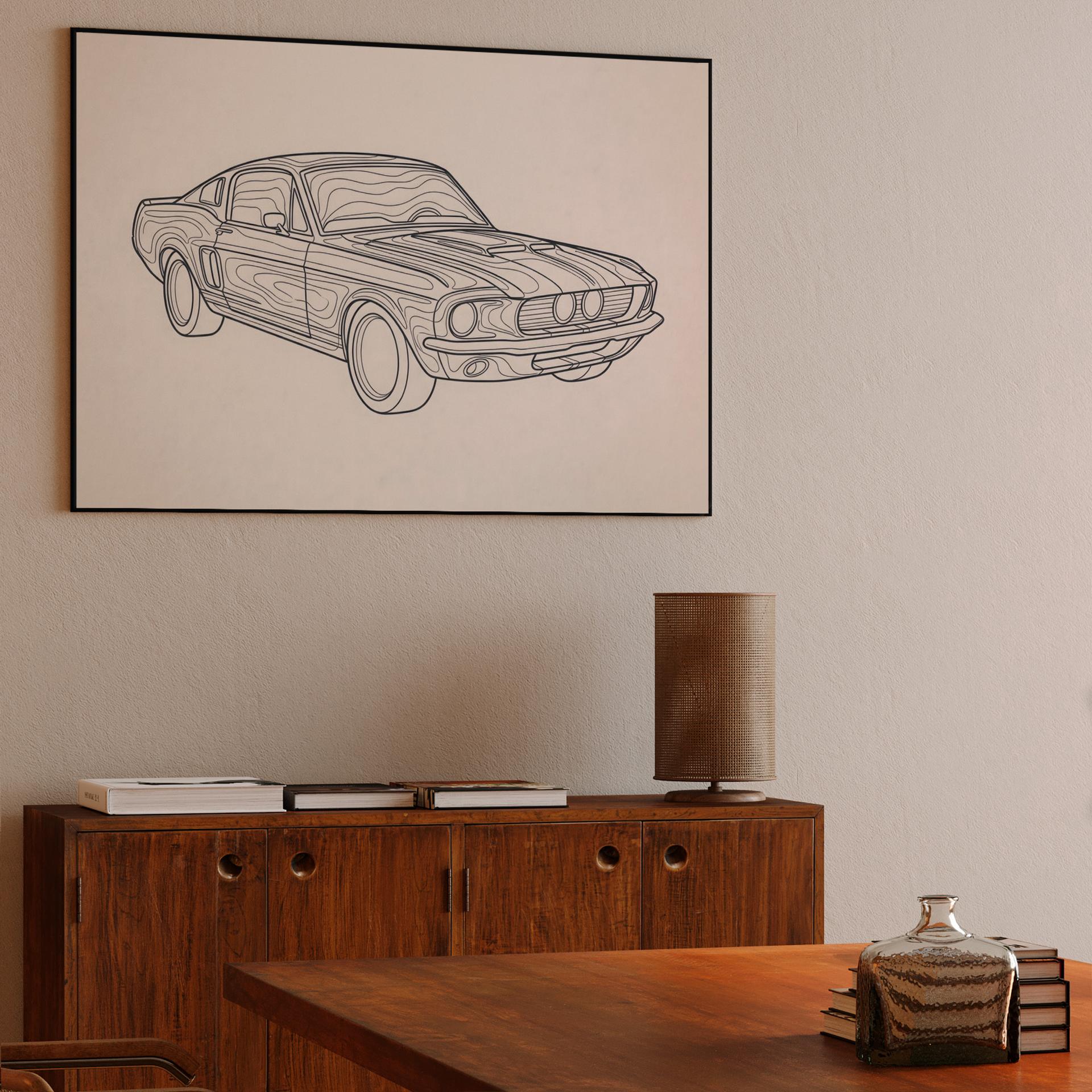 Shelby GT500: Organic Topographic Line Art