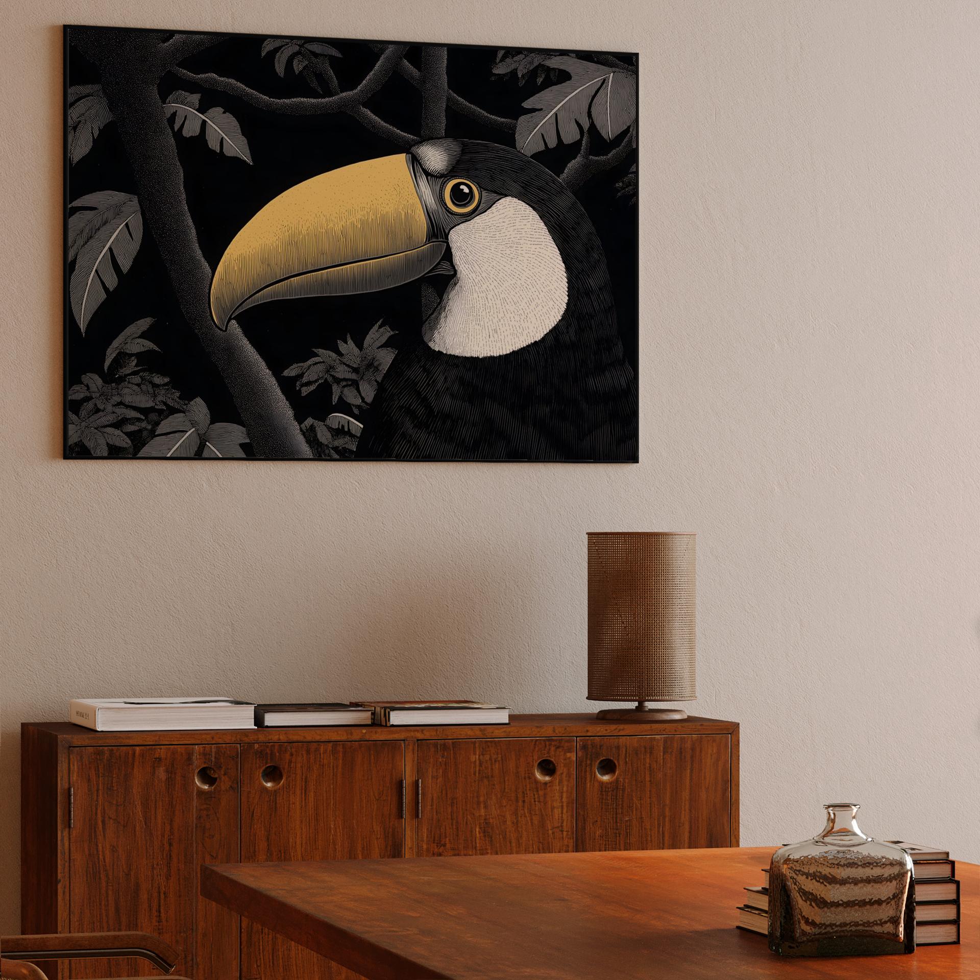 Woodcut Style Toucan Portrait