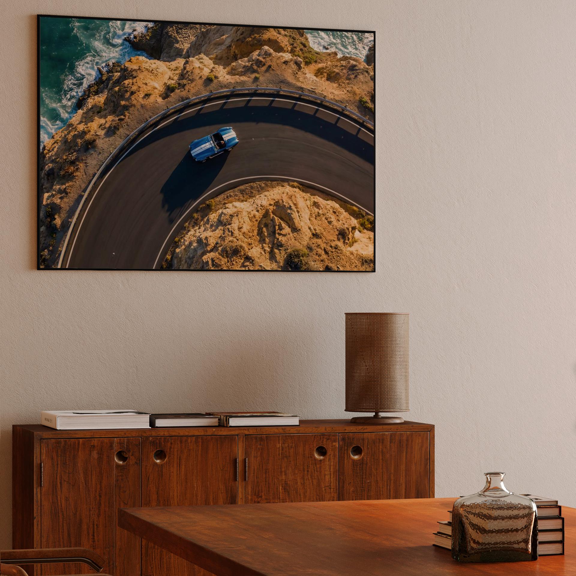 Coastal Curve: Shelby Cobra Aerial Pursuit