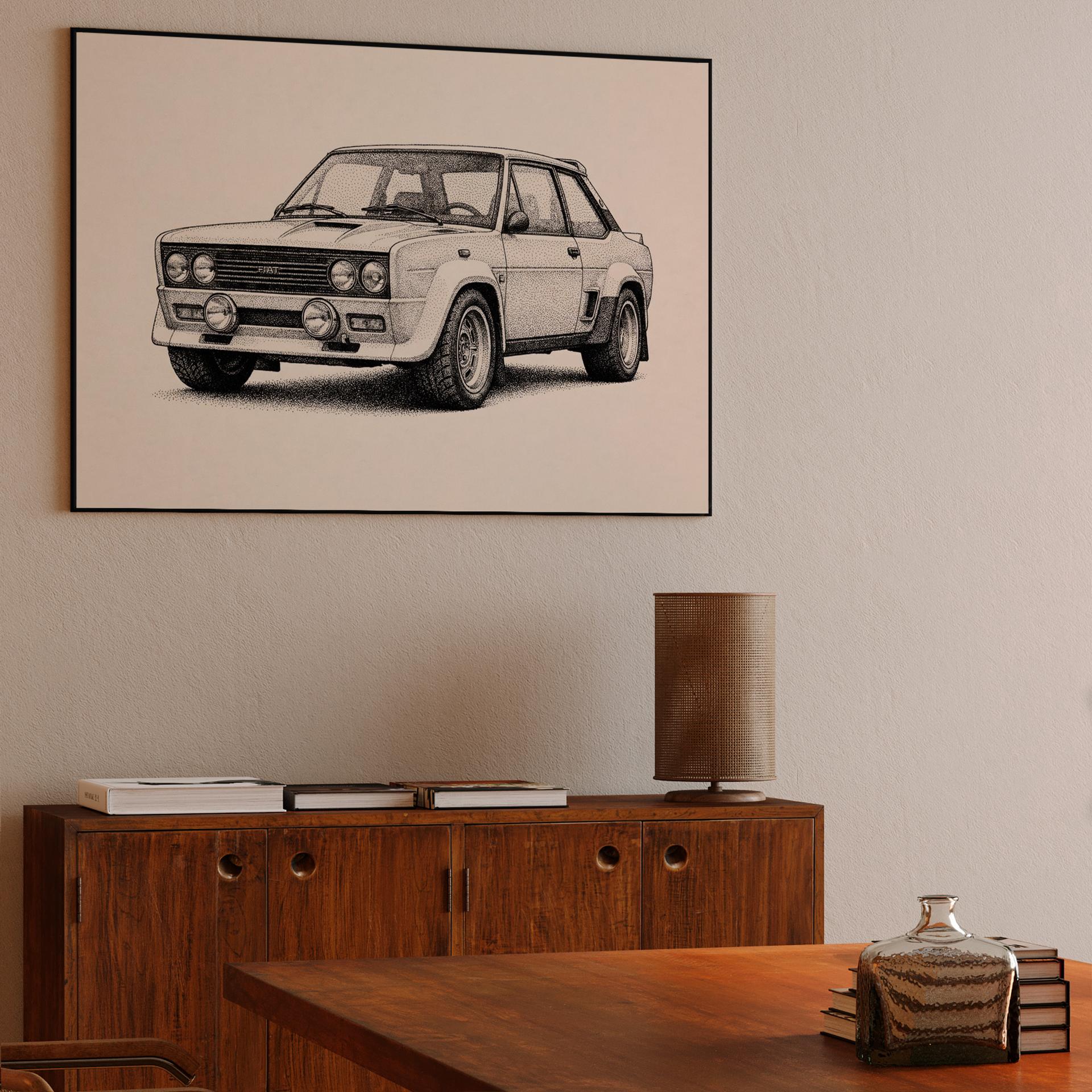 Fiat 131 Abarth Rally Stippling Illustration