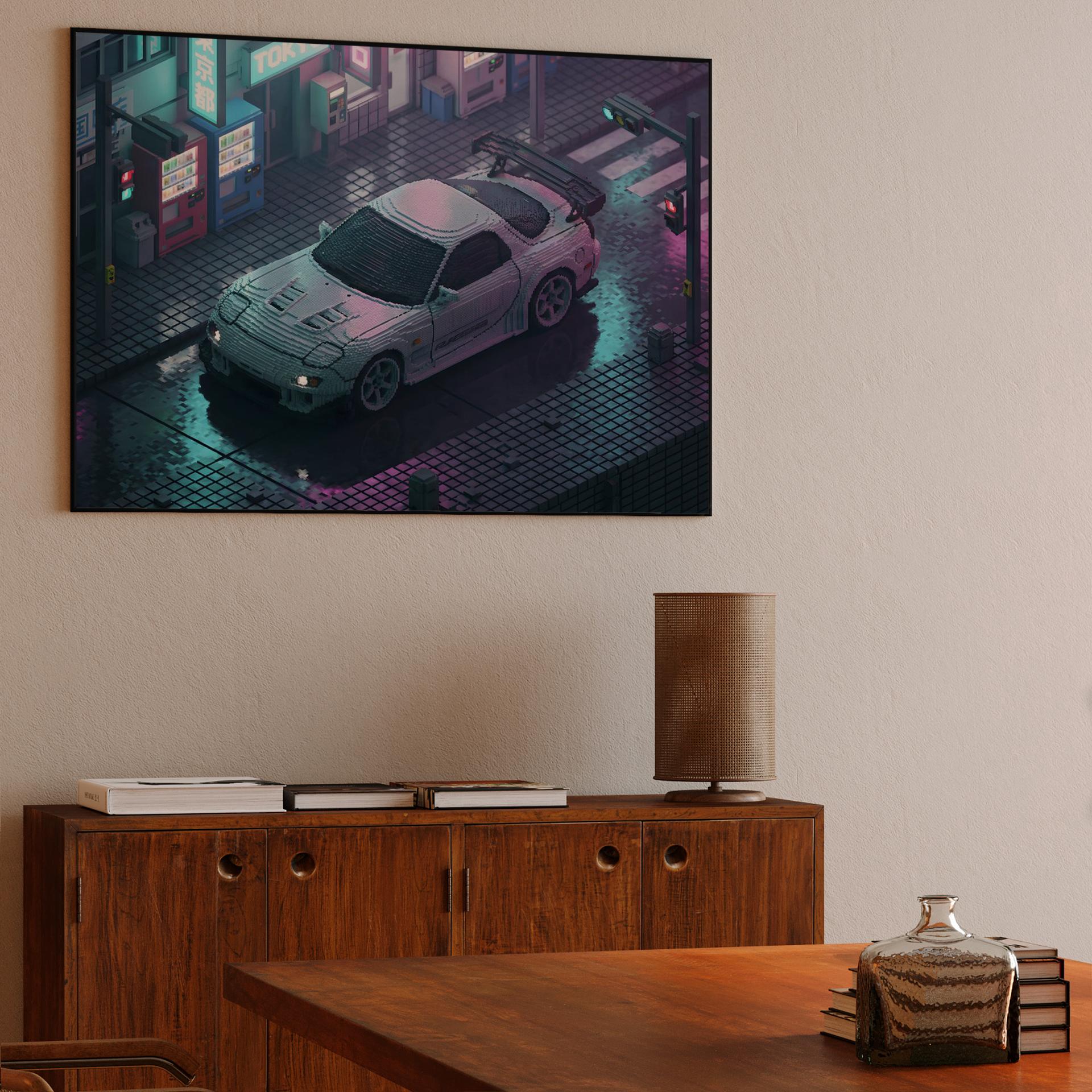 Voxel Drift: RX-7 FD in Neon Tokyo