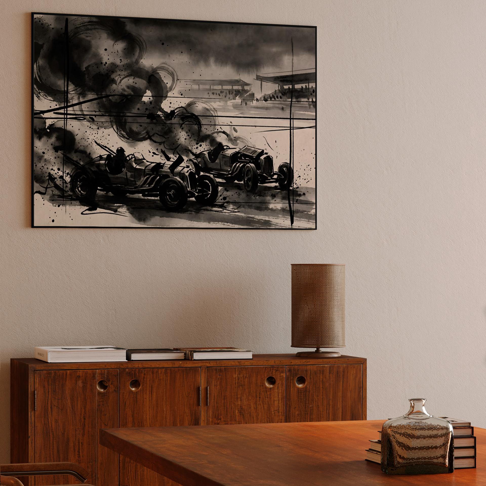 1955 Le Mans Ink Wash Disaster Illustration