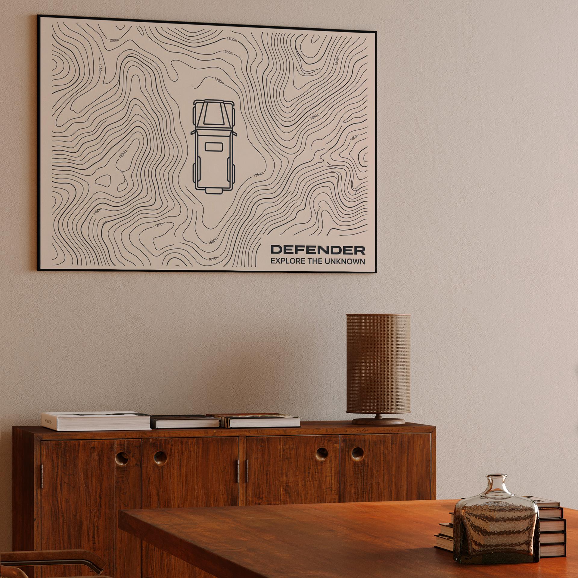 Defender Topographic Adventure Line Art