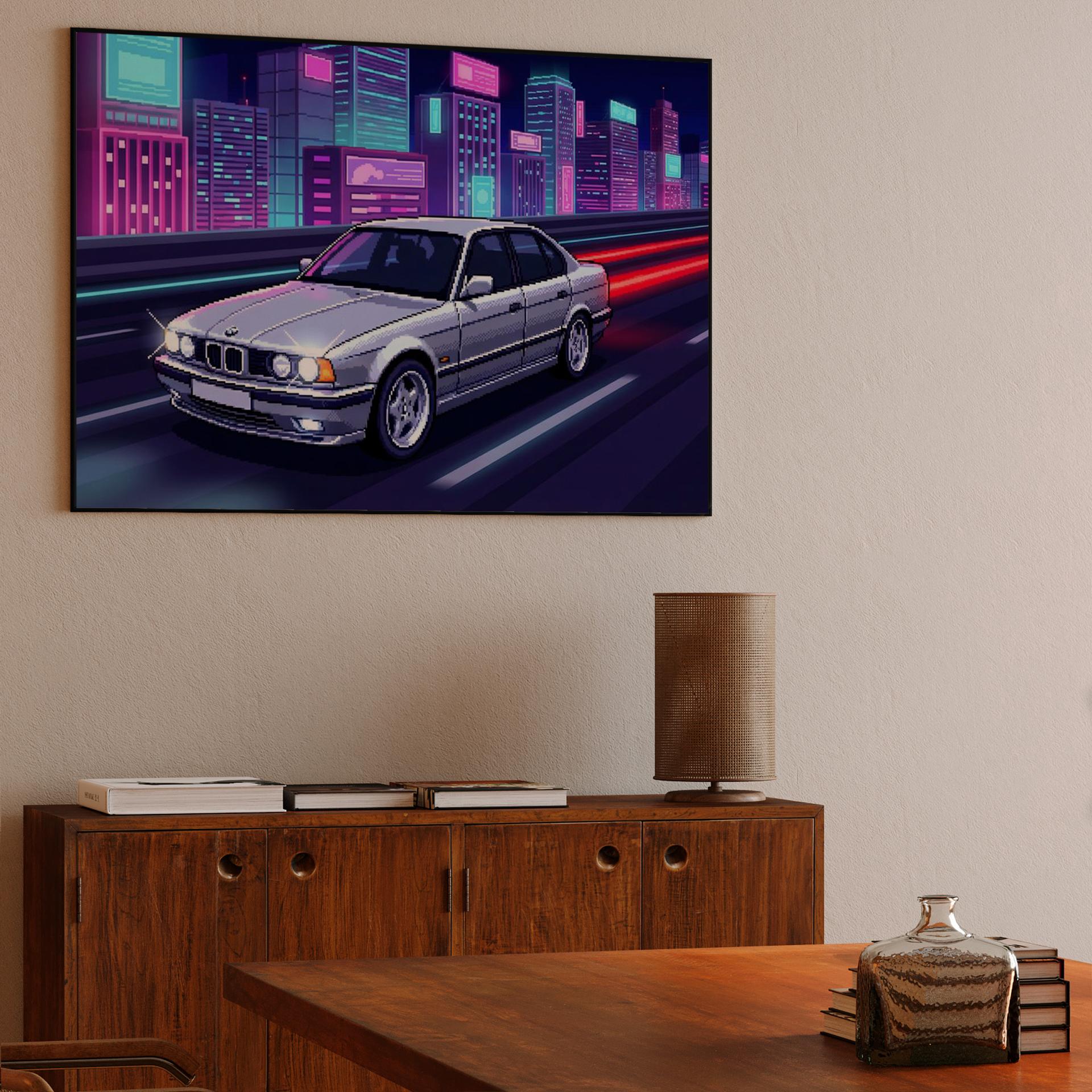BMW E34 Pixel Neon Highway