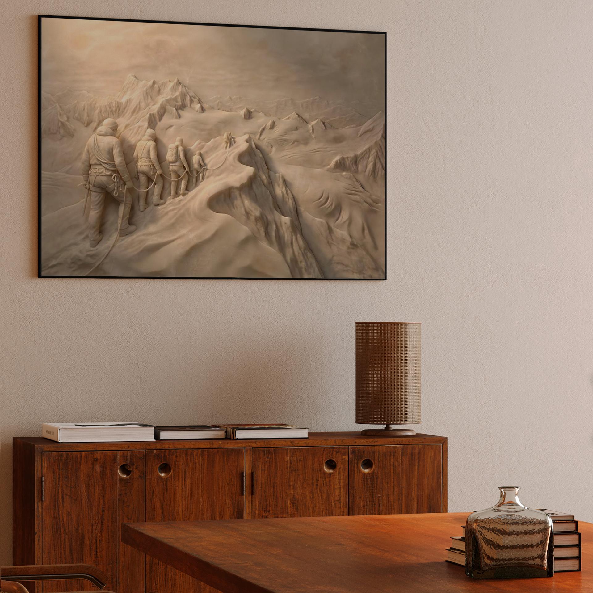 The Ascent of Unity: Marble Relief Mountaineering Art