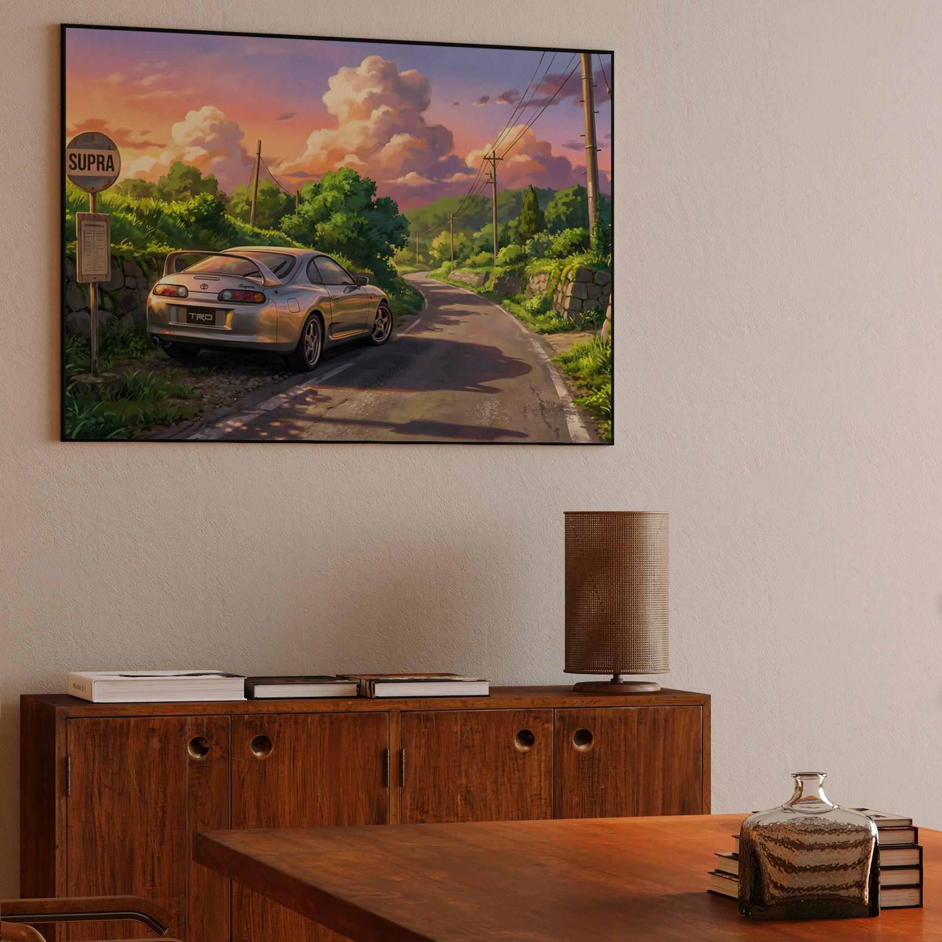 Sunset Serenity: Supra at the Country Bus Stop