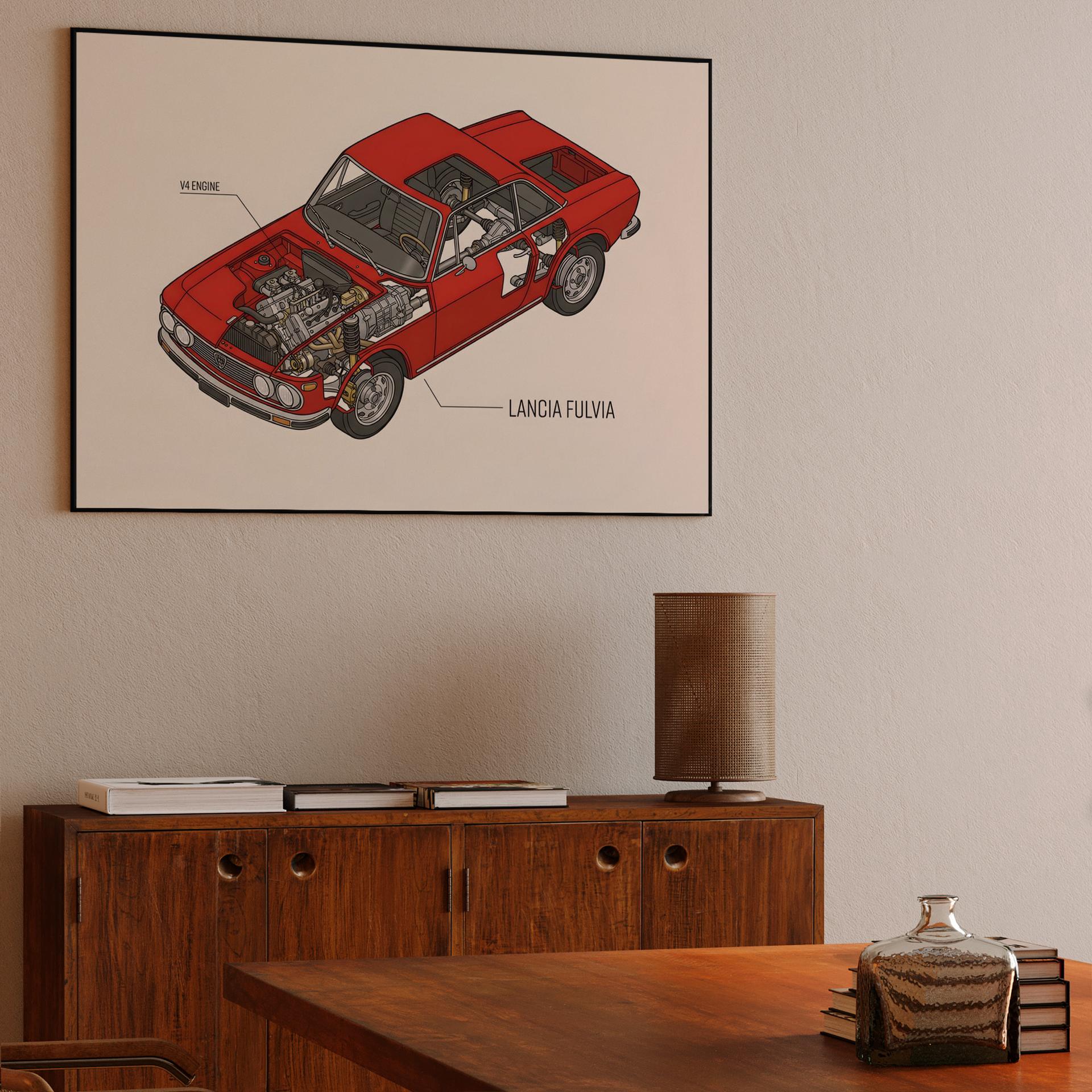 Lancia Fulvia Technical Cutaway Illustration