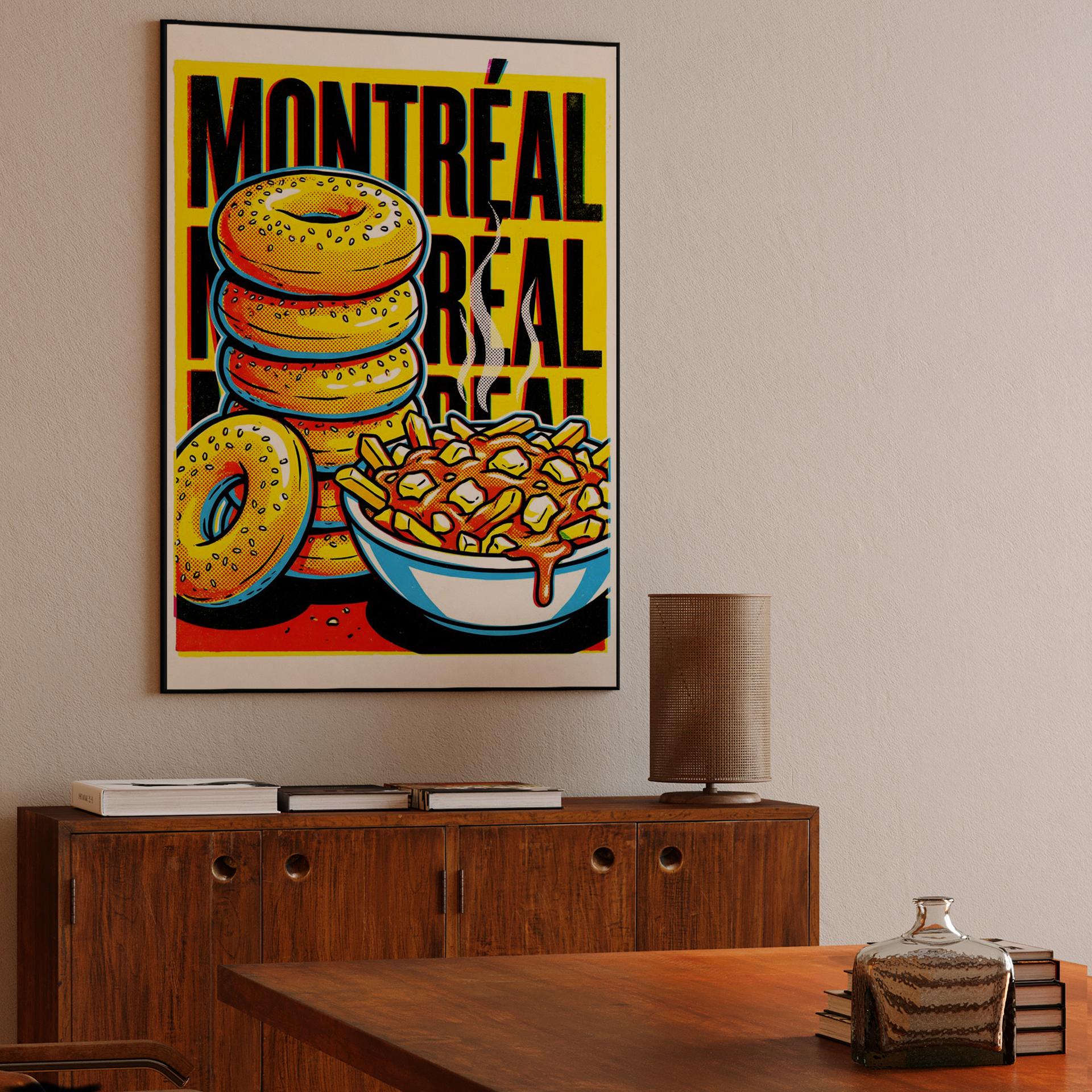 Montreal Comfort Food Pop Art: Bagels and Poutine