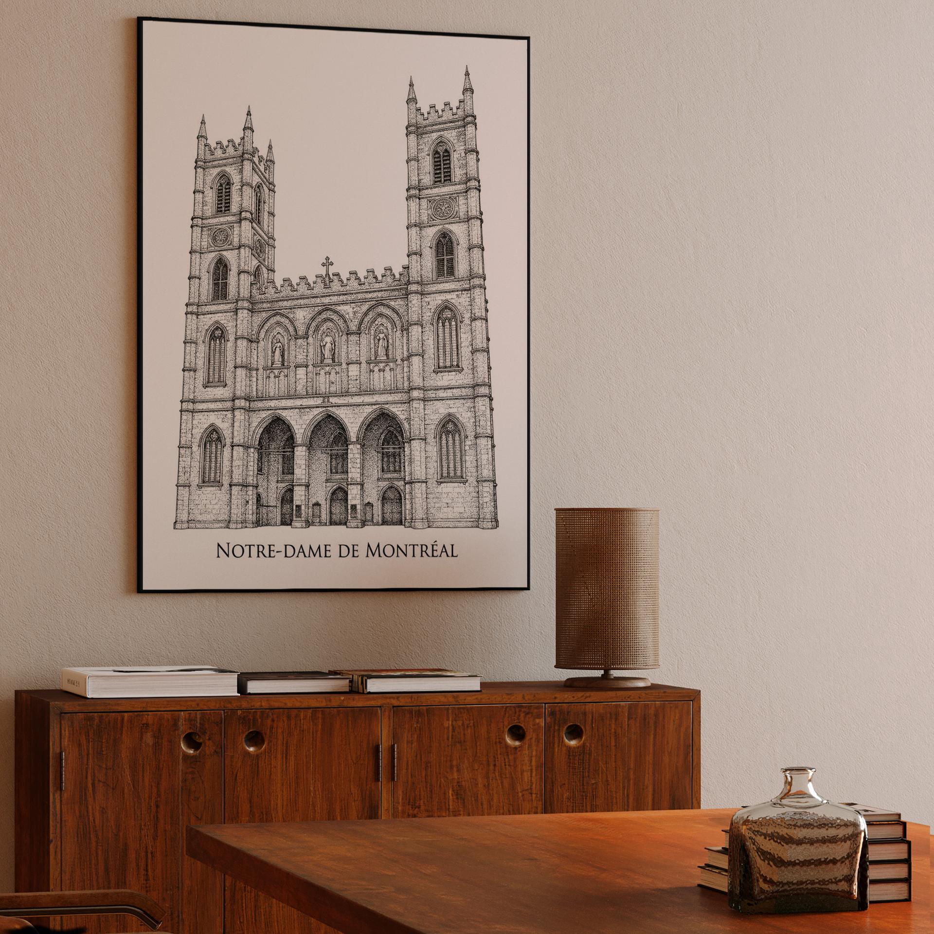 Notre-Dame de Montréal Architectural Ink Drawing