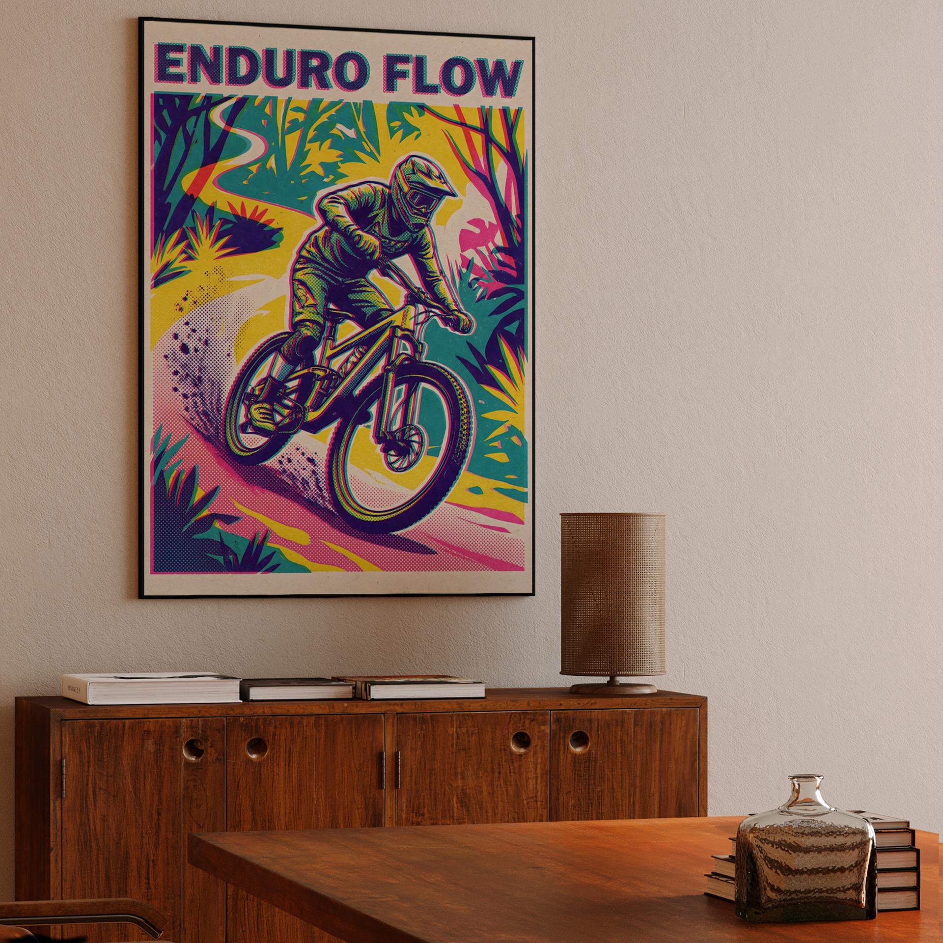 Enduro Flow: Vibrant Mountain Biking Graphic Illustration