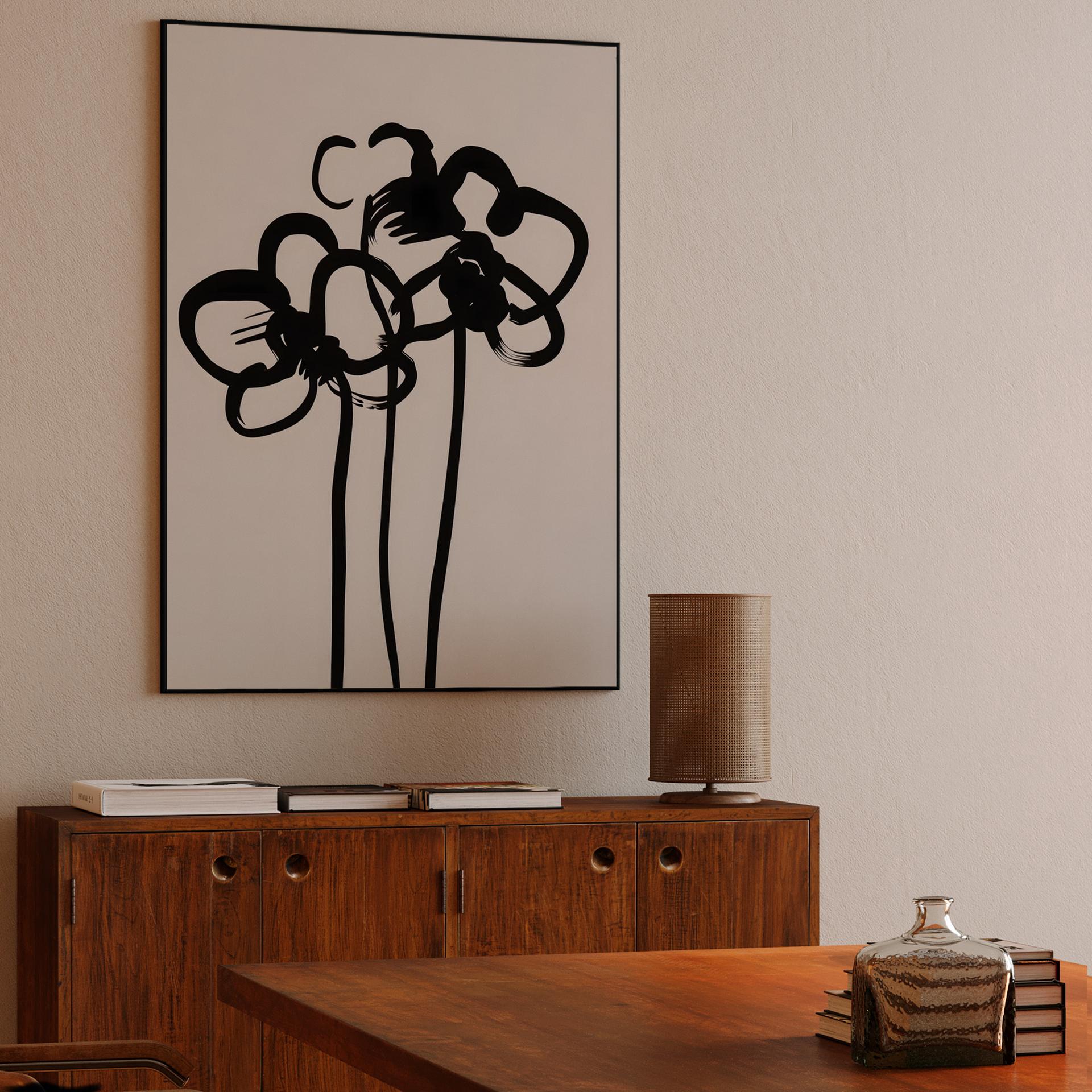 Abstract Ink Brush Flowers