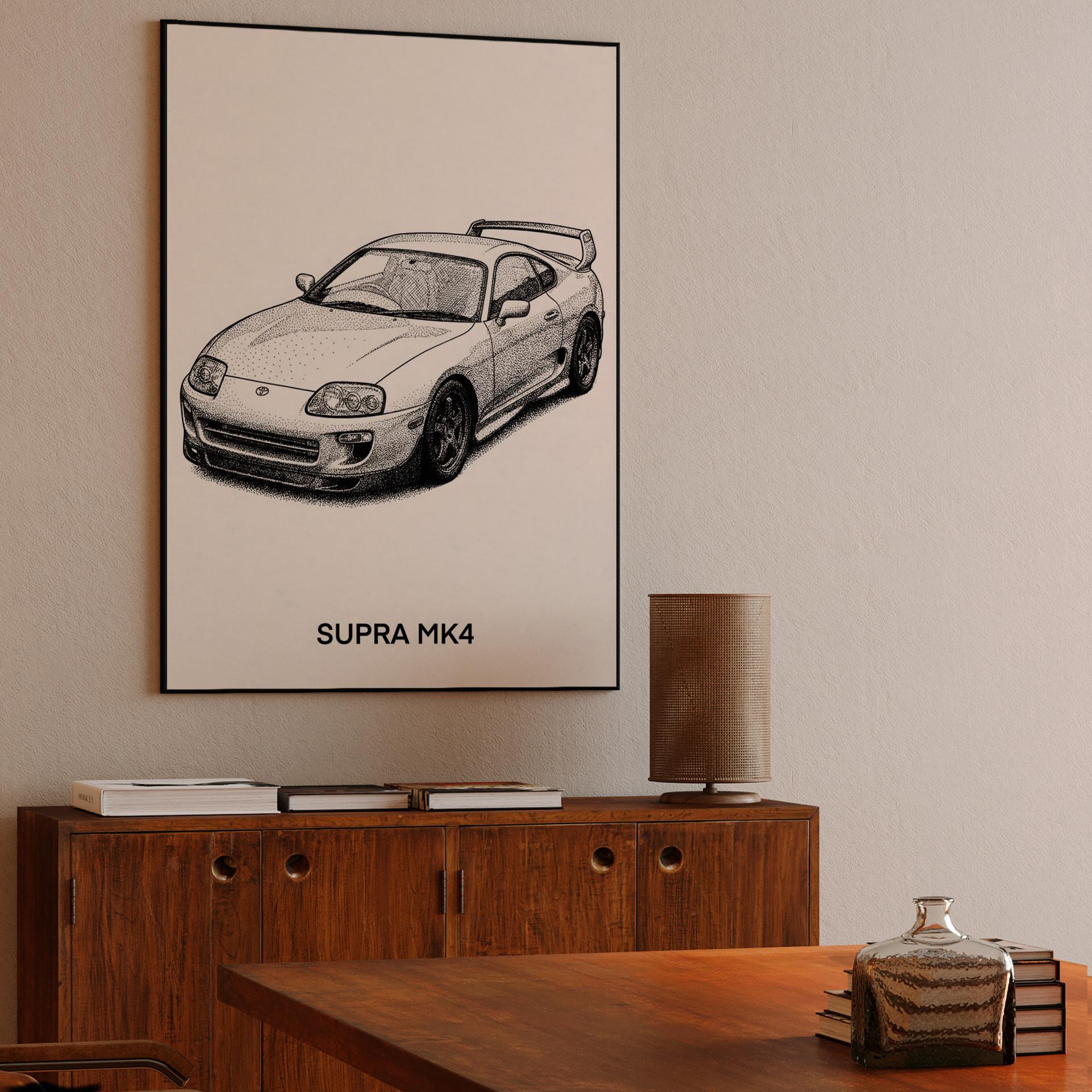 Toyota Supra MK4 Stippling Illustration