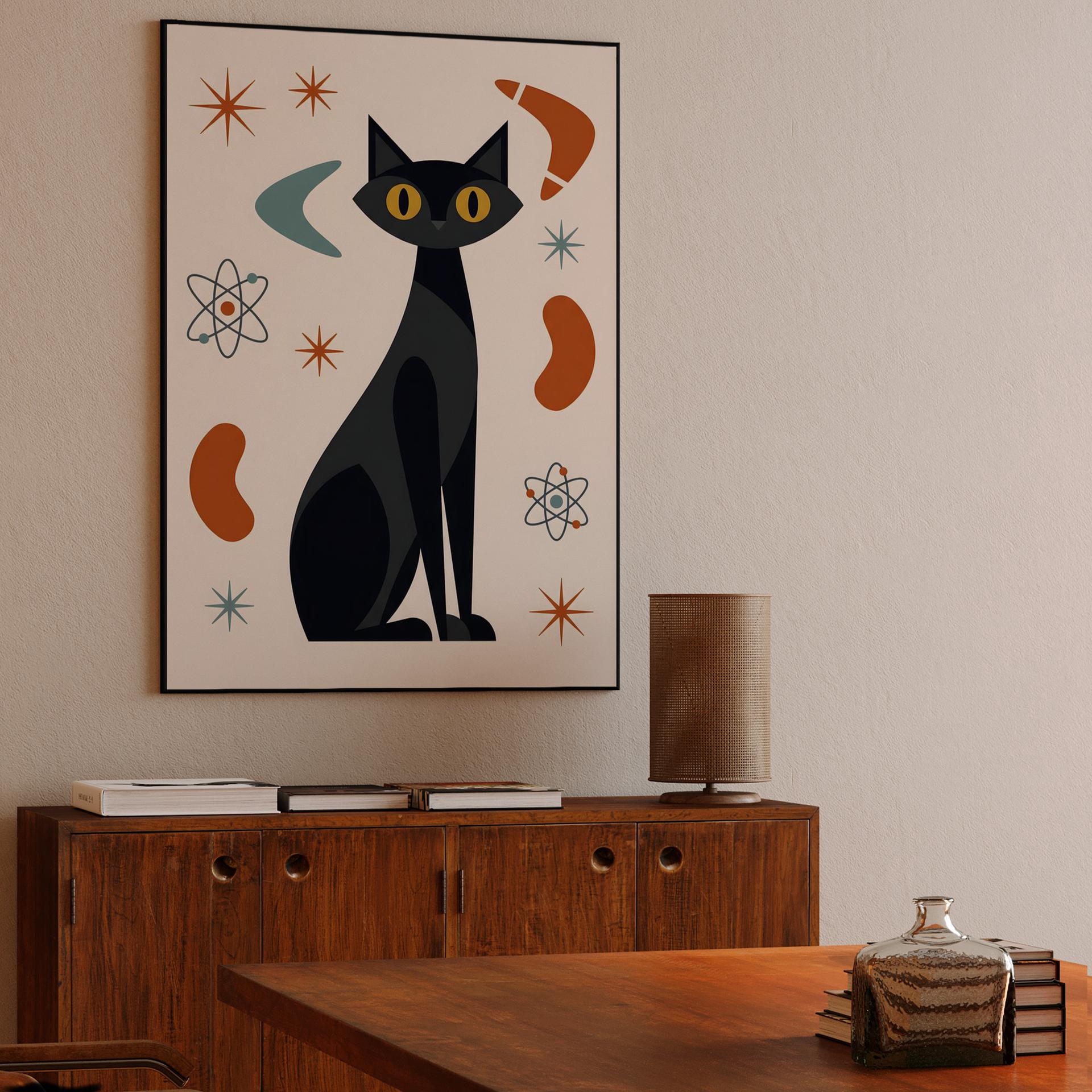 Atomic Black Cat: Mid-Century Modern Atomic Age Art