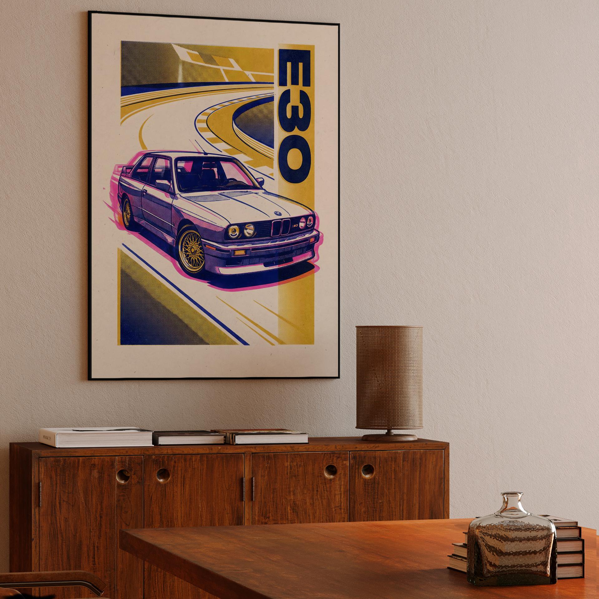 BMW E30 M3 Retro Track Pop Art