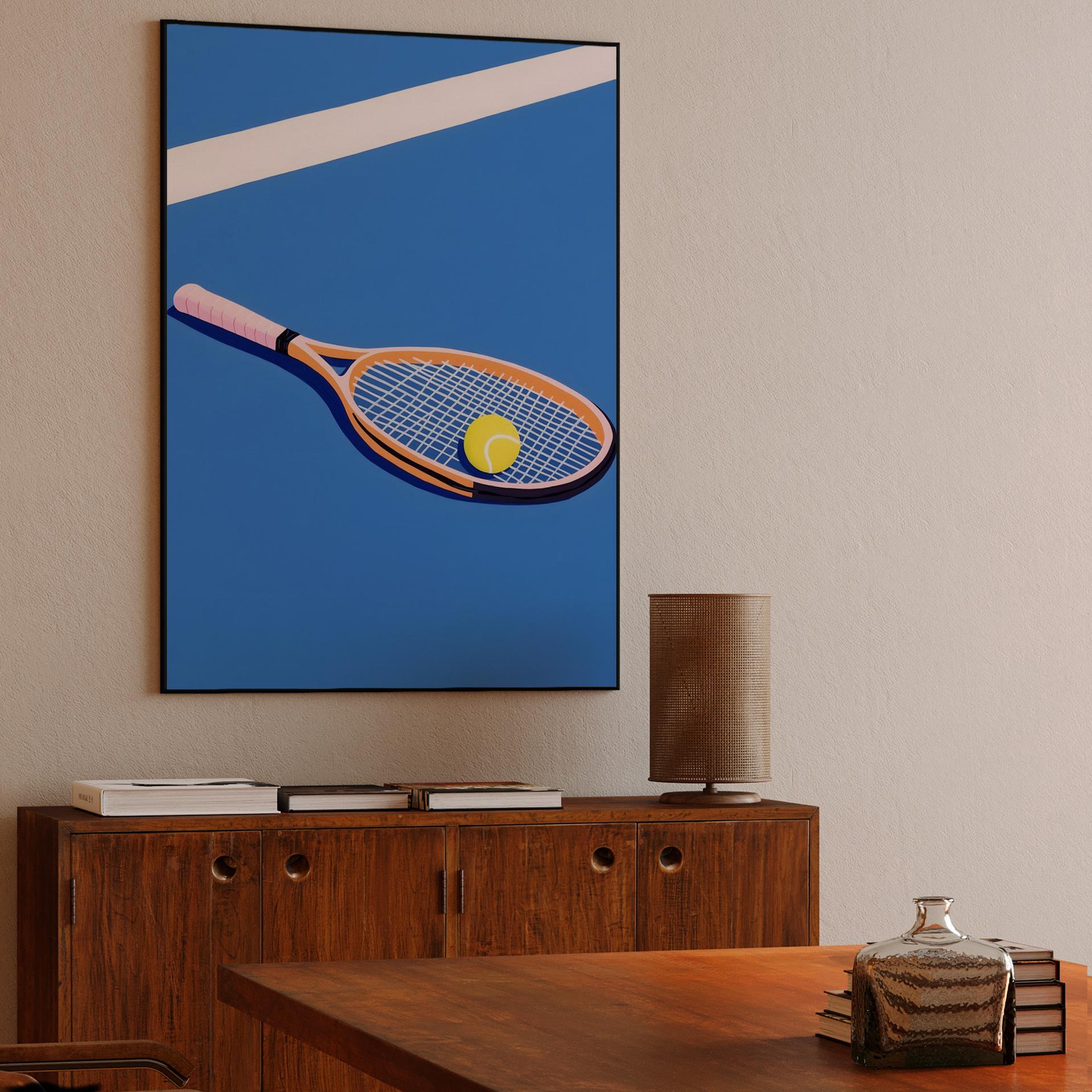 Blue Court Tennis Racket