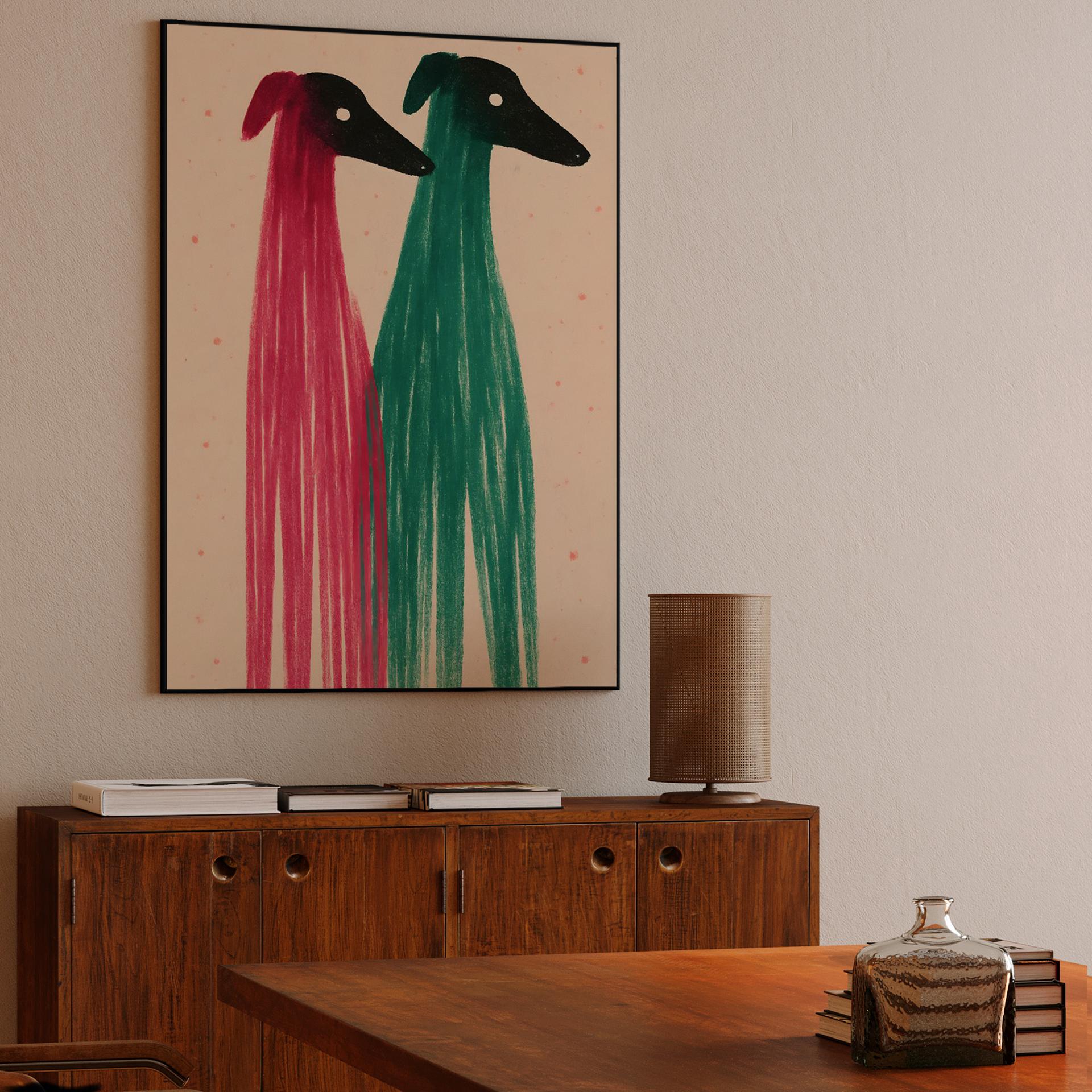 Whimsical Greyhound Duo