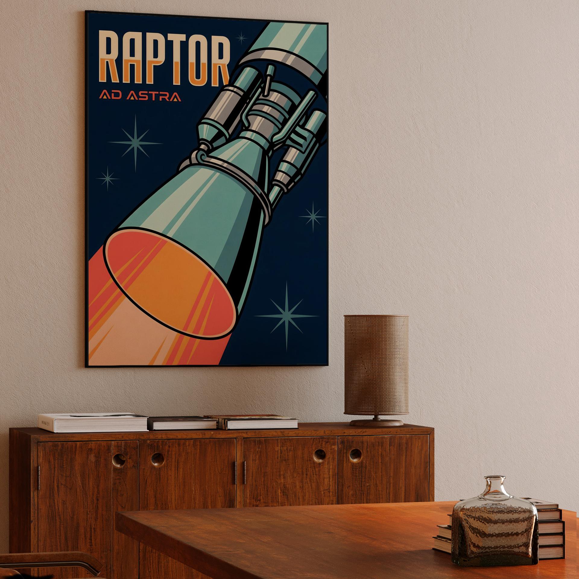 Ad Astra: Raptor Engine Retro Poster