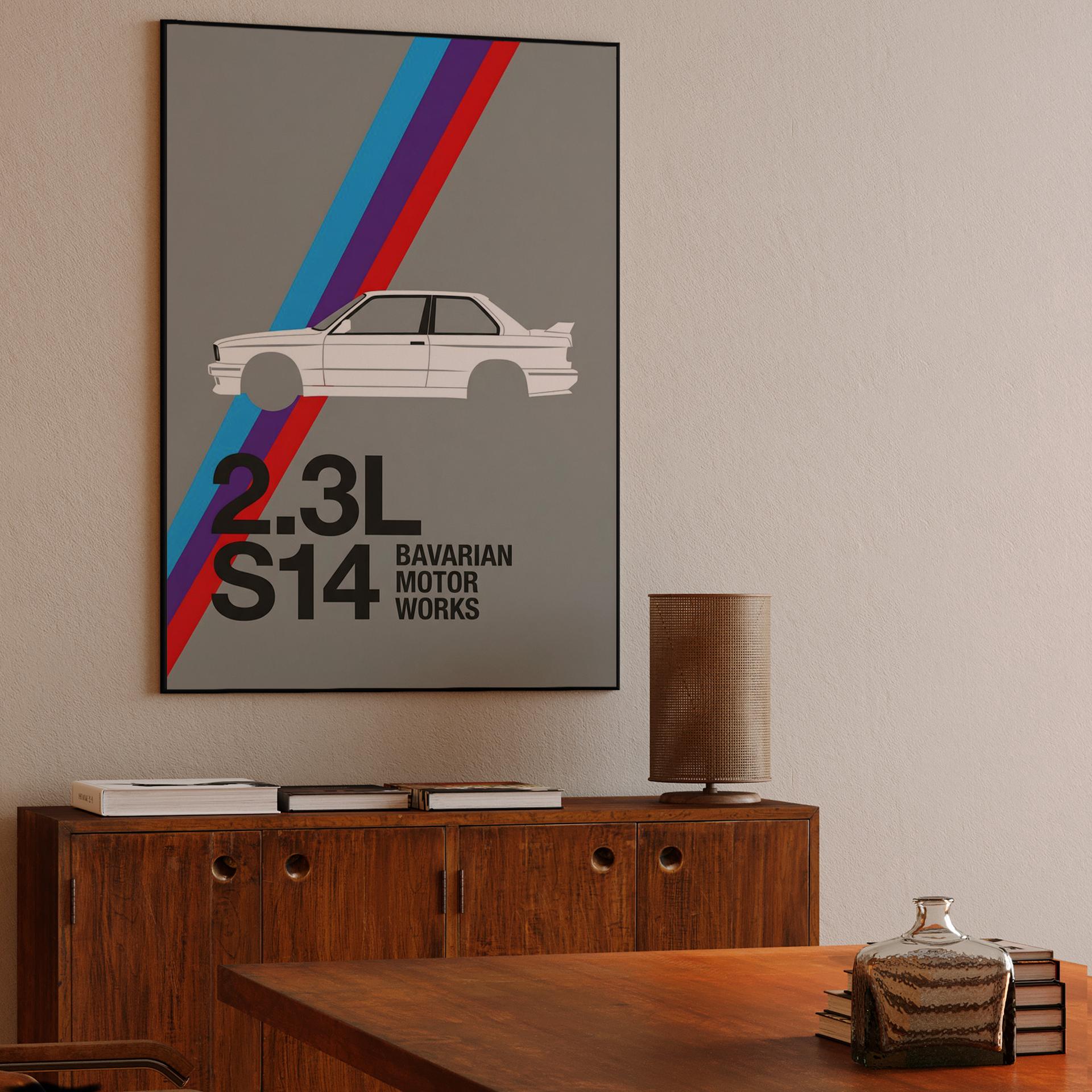 BMW E30 M3 S14 Minimalist Graphic