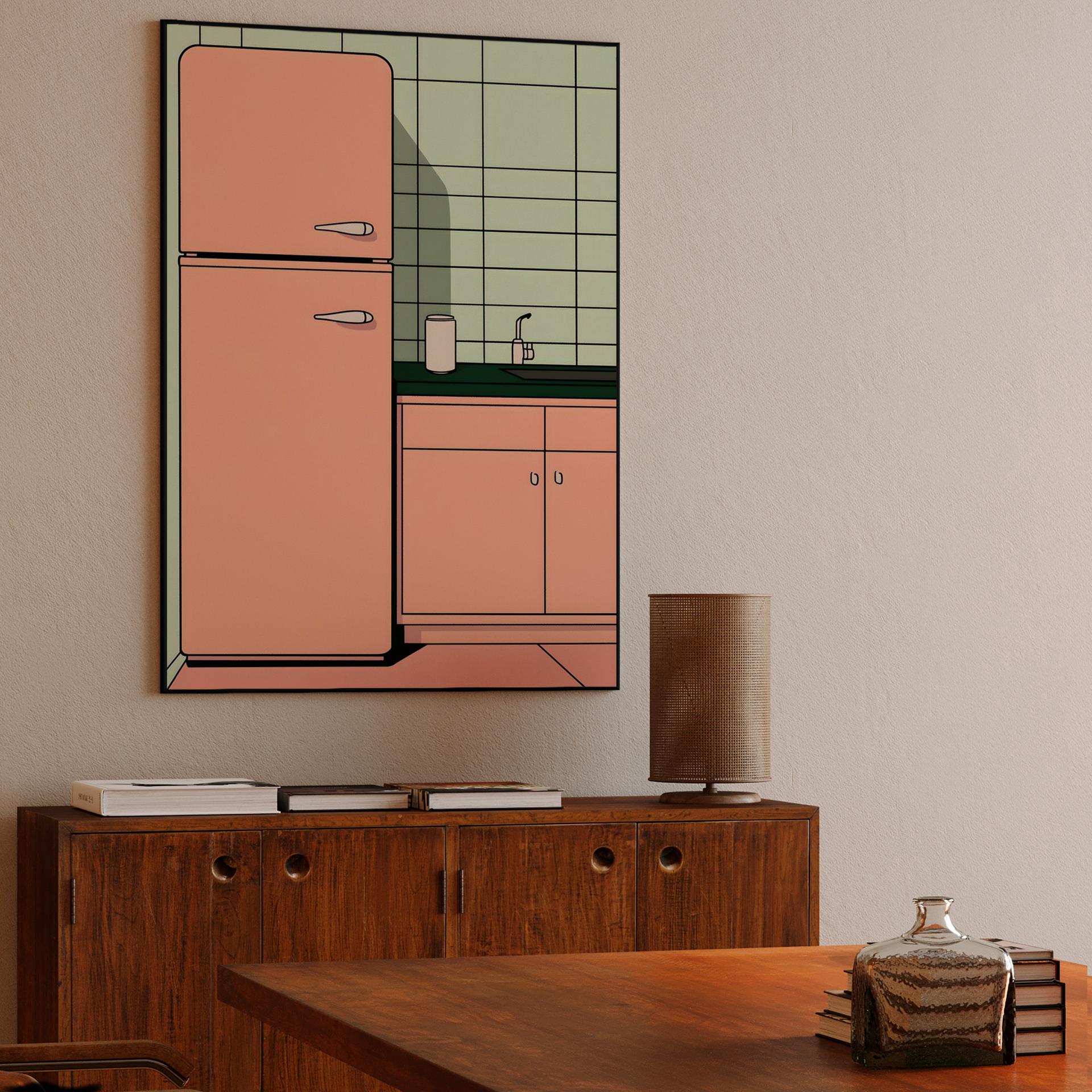 Pastel Pink Retro Kitchen