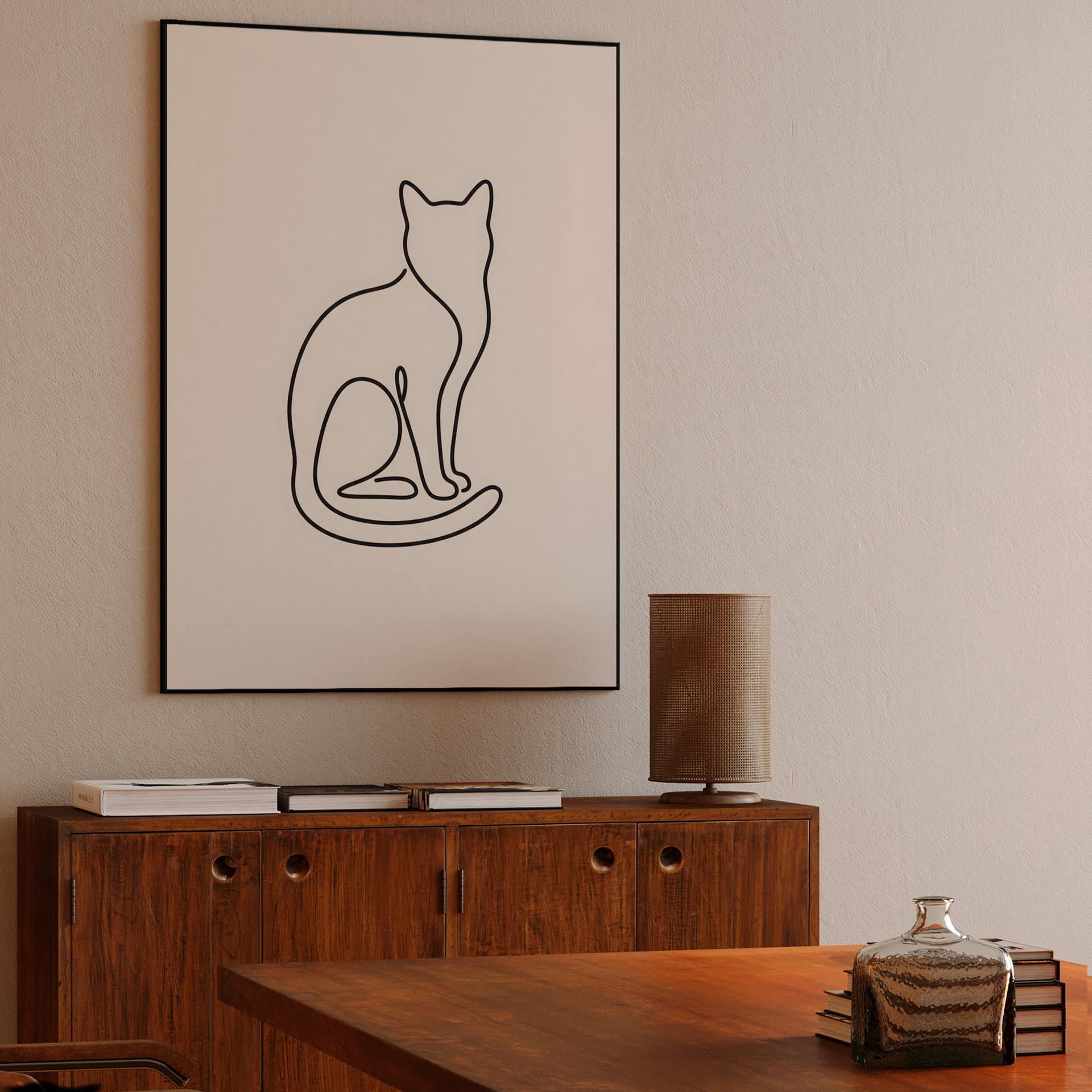 Minimalist Feline Continuous Line Art