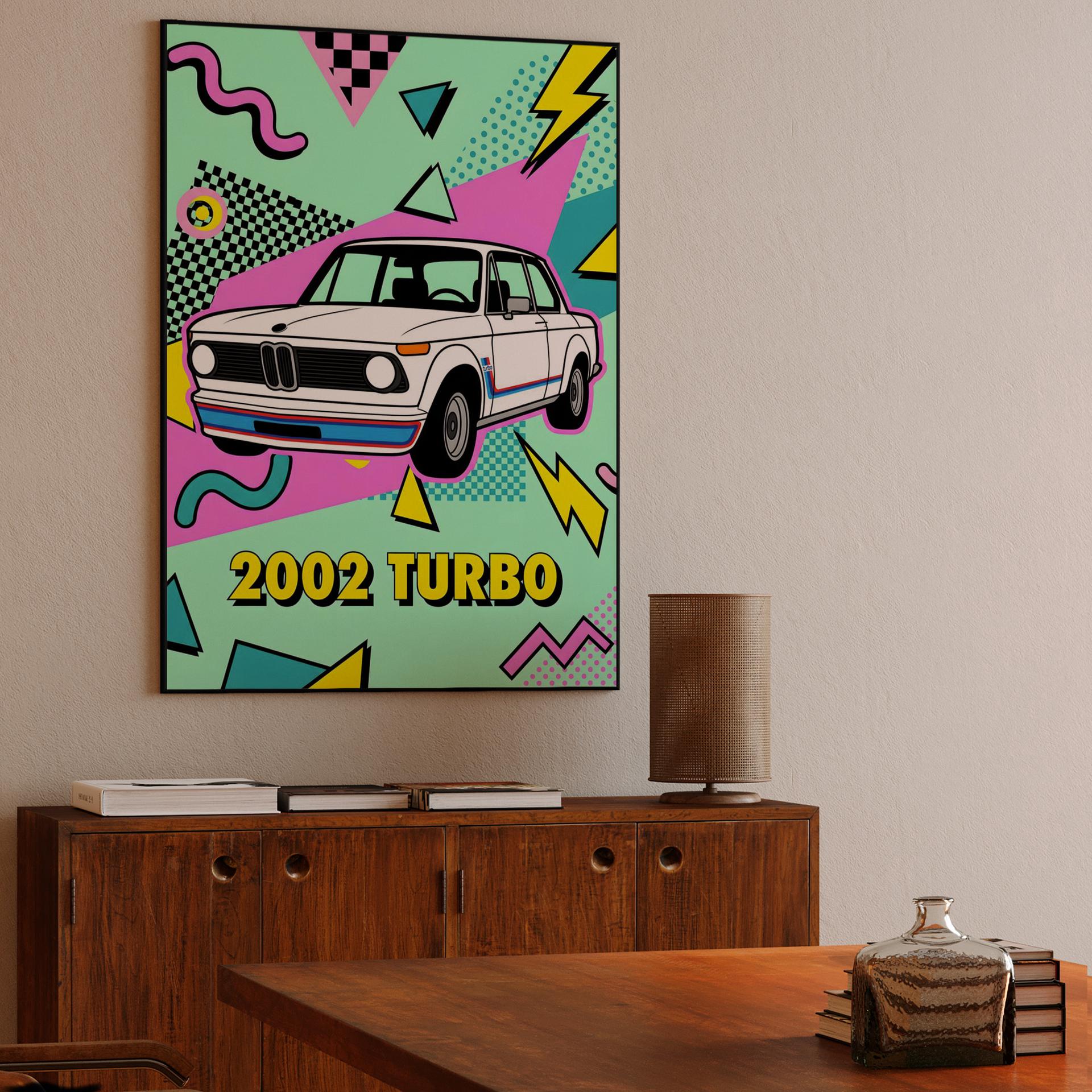 BMW 2002 Turbo Memphis Style Retro Poster
