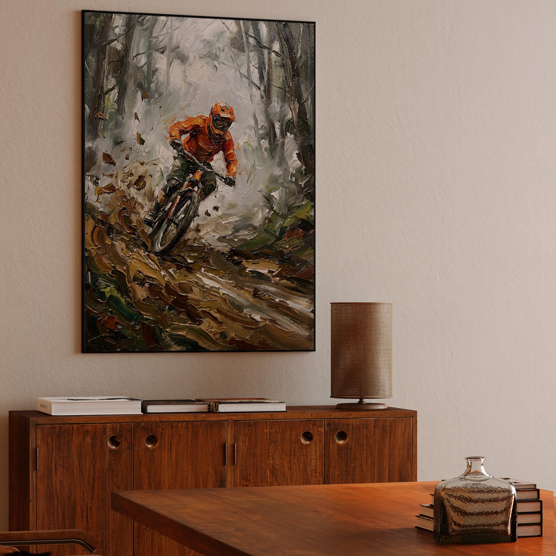 Mud and Momentum: Impasto Mountain Biking Action