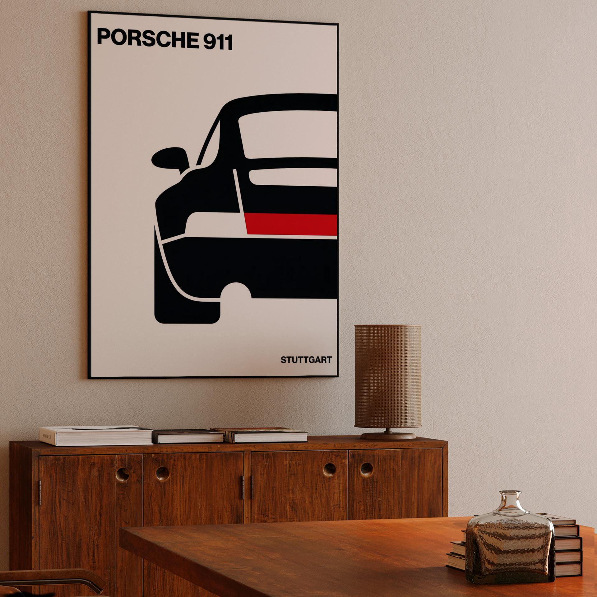 Porsche 911 Minimalist Rear View - Stuttgart Edition