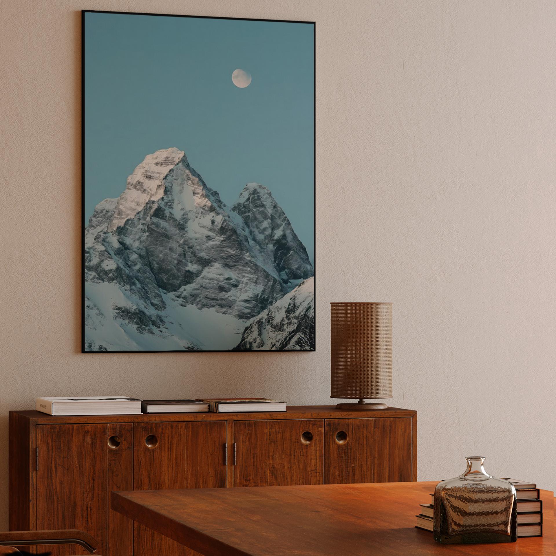 Moon Over Snowy Summit