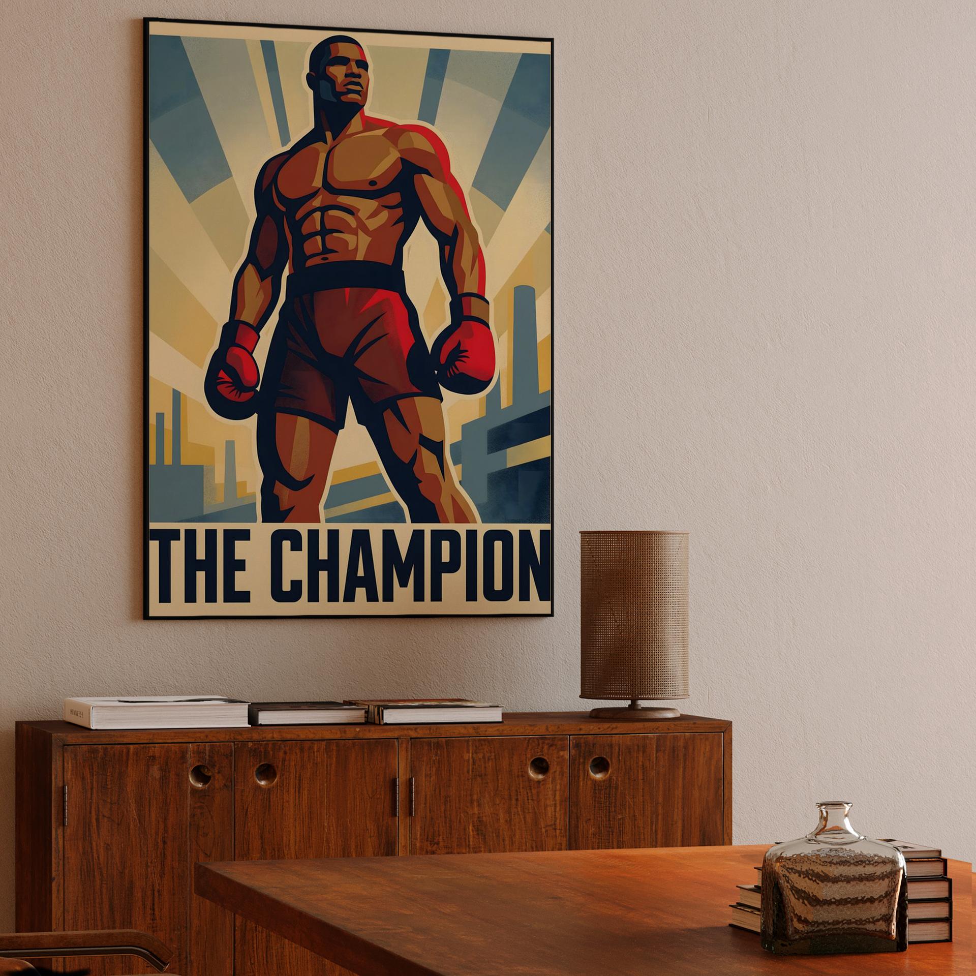 The Champion: Heroic Boxing Propaganda Poster