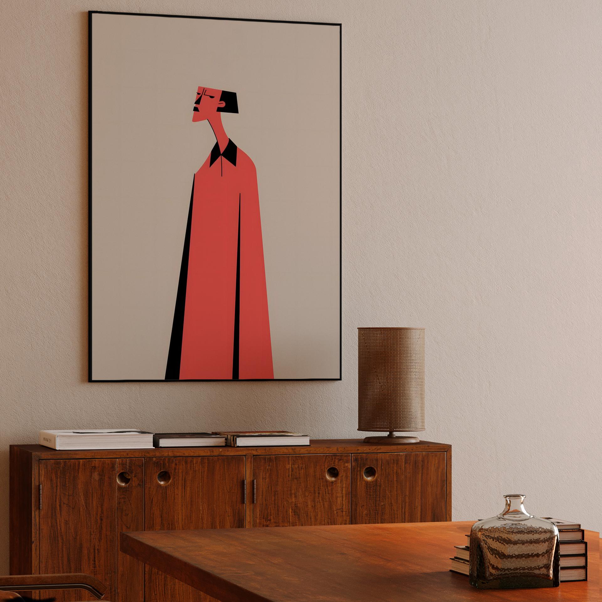 Angular Figure in Red Coat