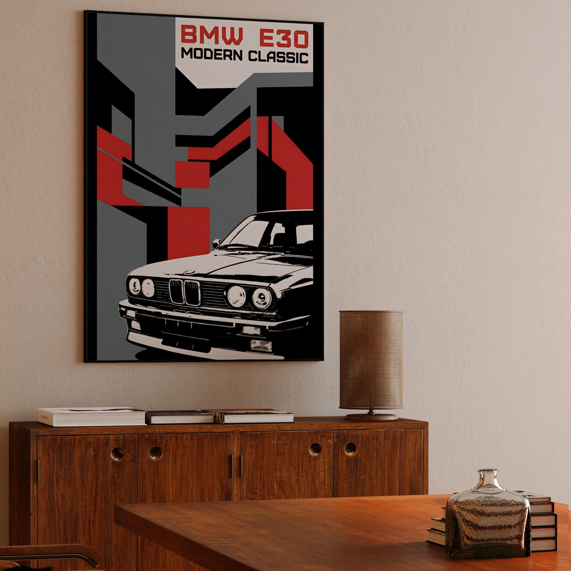 BMW E30 Modern Classic Geometric Poster