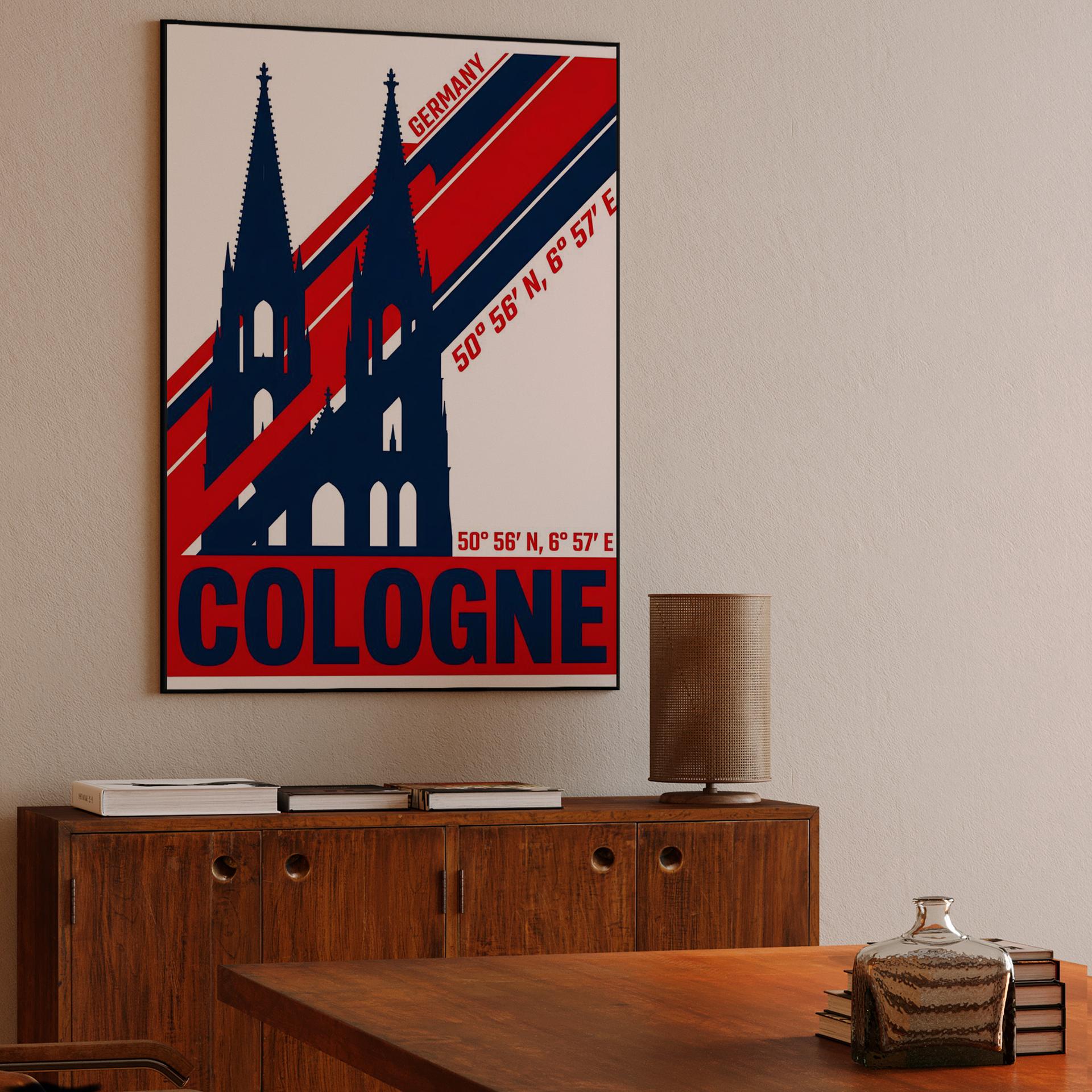 Cologne Cathedral Topographic Travel Poster