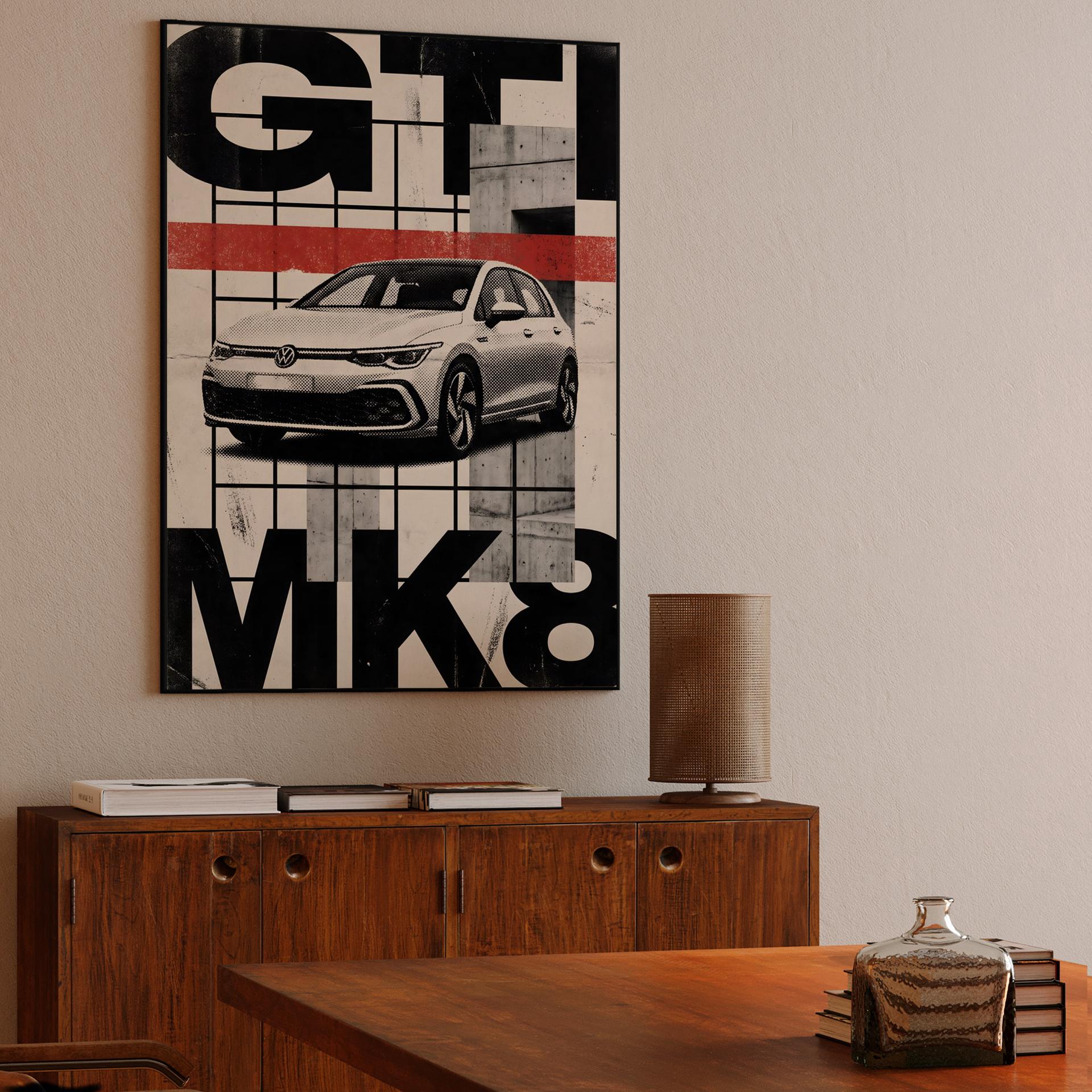 VW Golf GTI Mk8 Industrial Graphic Poster