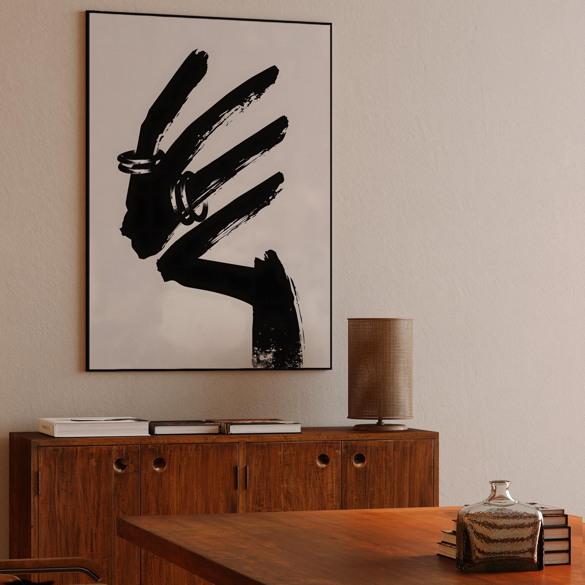 Abstract Ink Hand with Rings