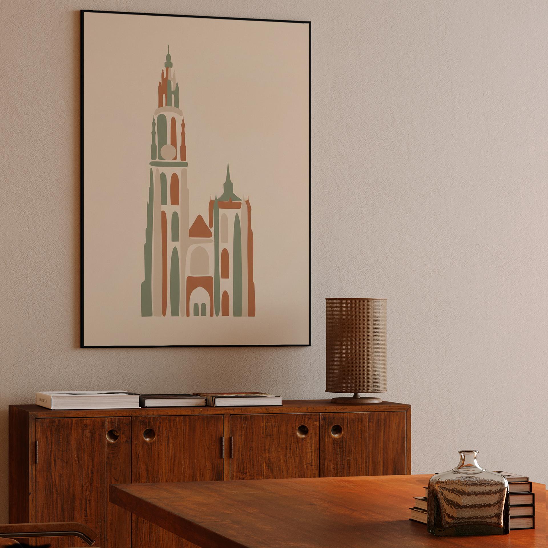 Antwerp Cathedral Earth Tones Minimalist