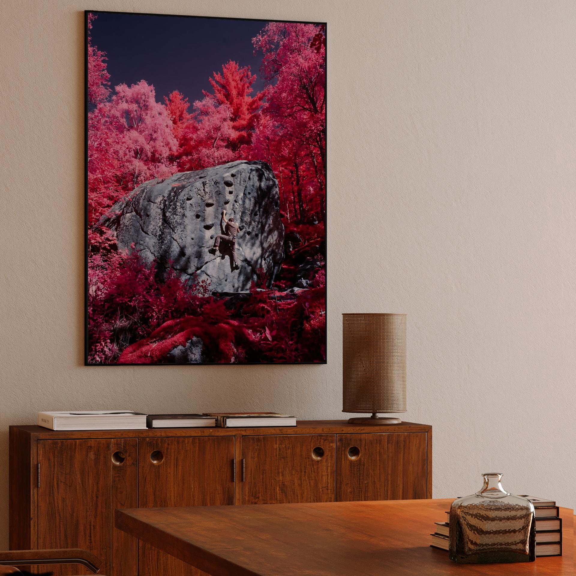 Magenta Ascent: Surreal Infrared Bouldering