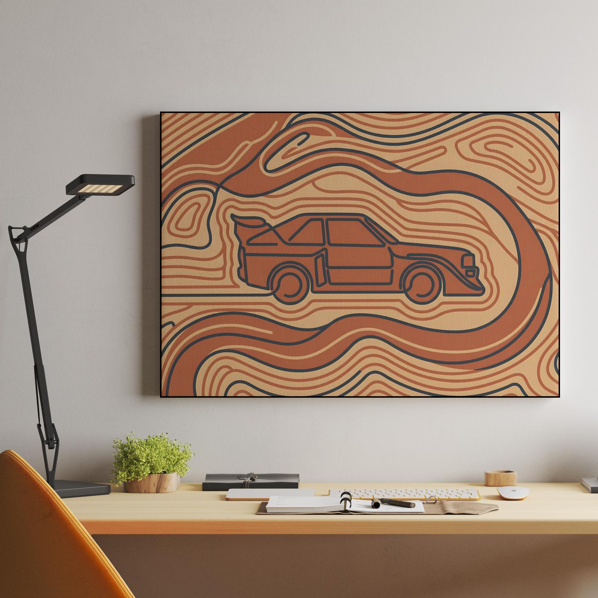 Audi Quattro S1: Topographic Line Art