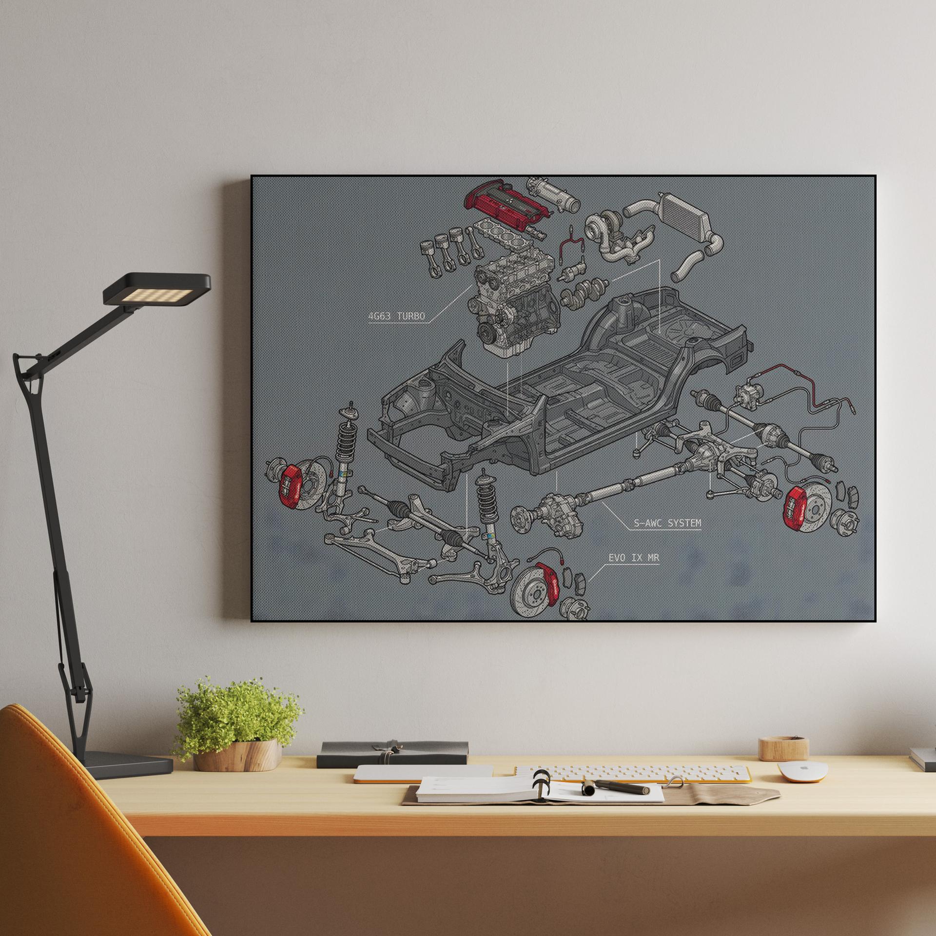 Evolution IX MR: 4G63 Technical Exploded View