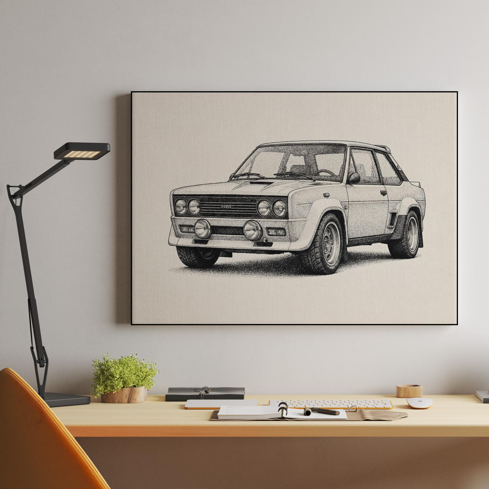 Fiat 131 Abarth Rally Stippling Illustration