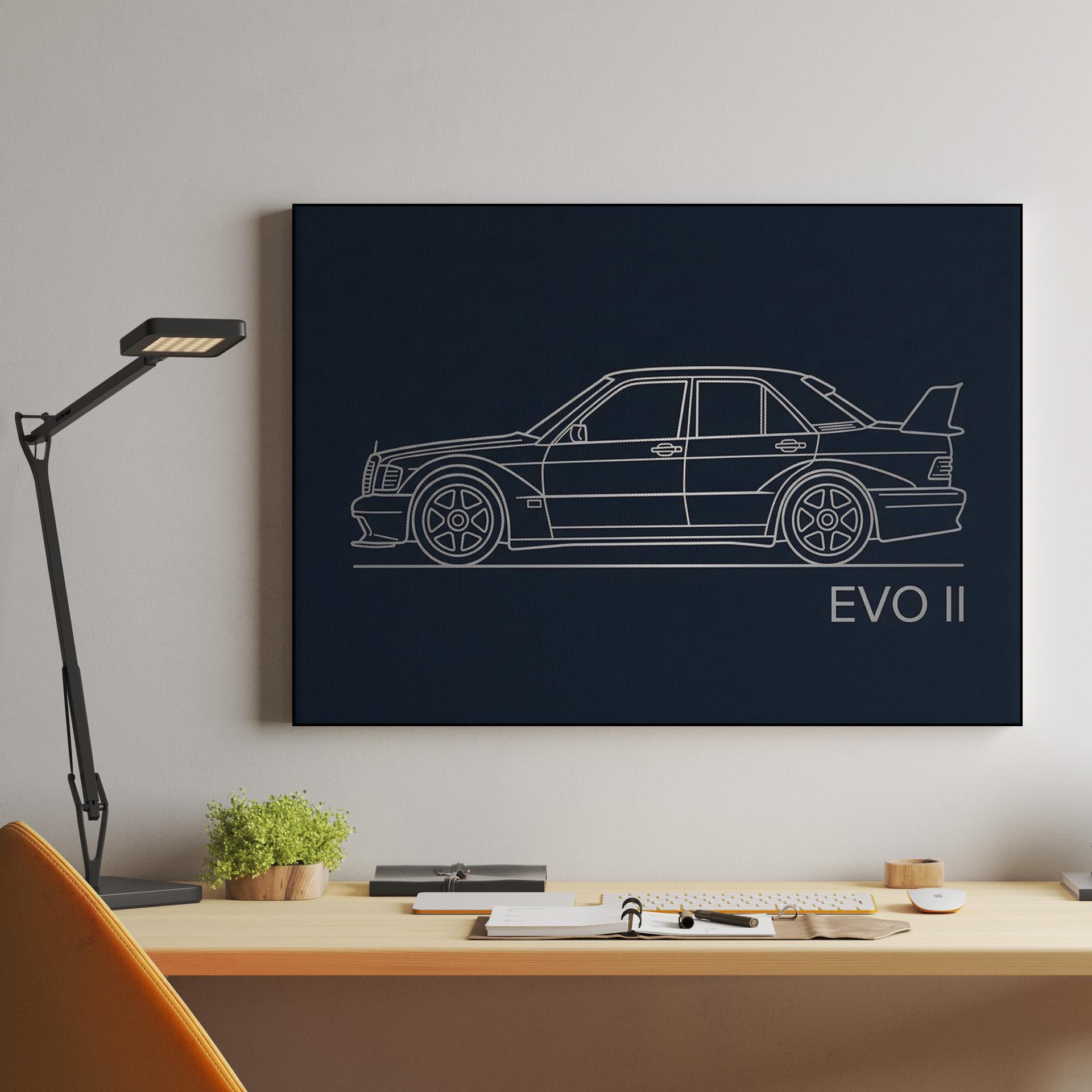Mercedes 190E Evolution II: Minimalist Line Art