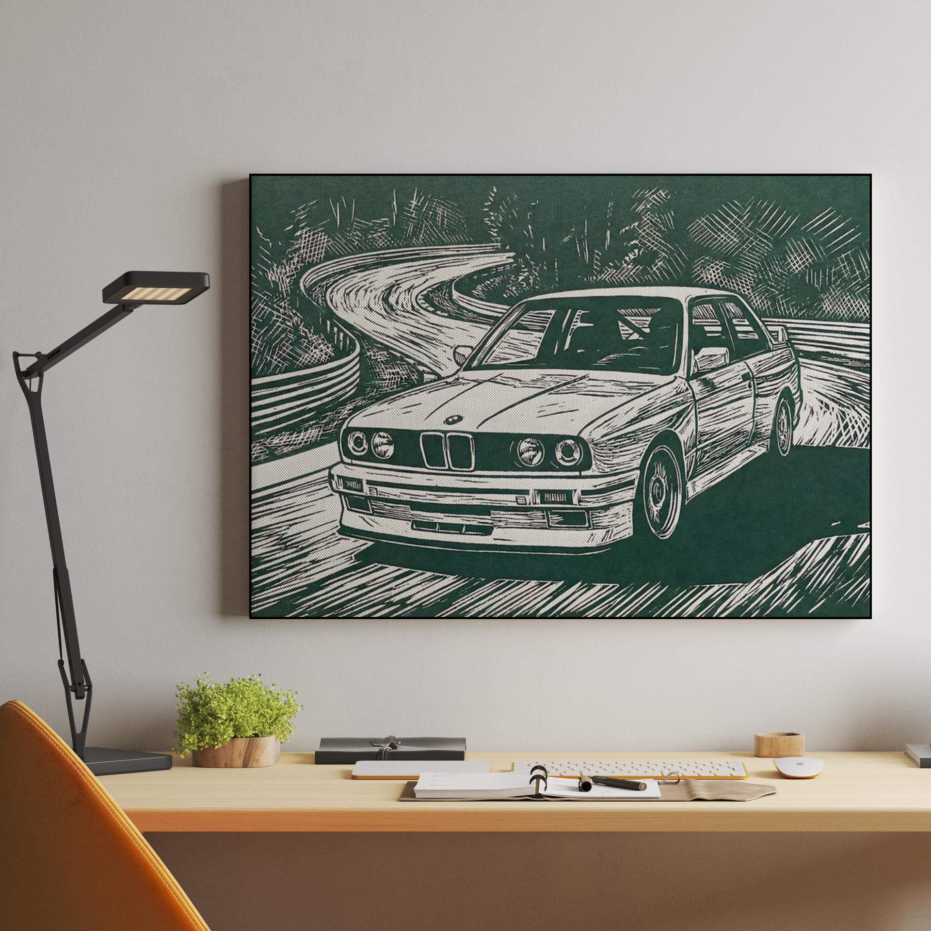BMW E30 M3: Forest Road Woodcut