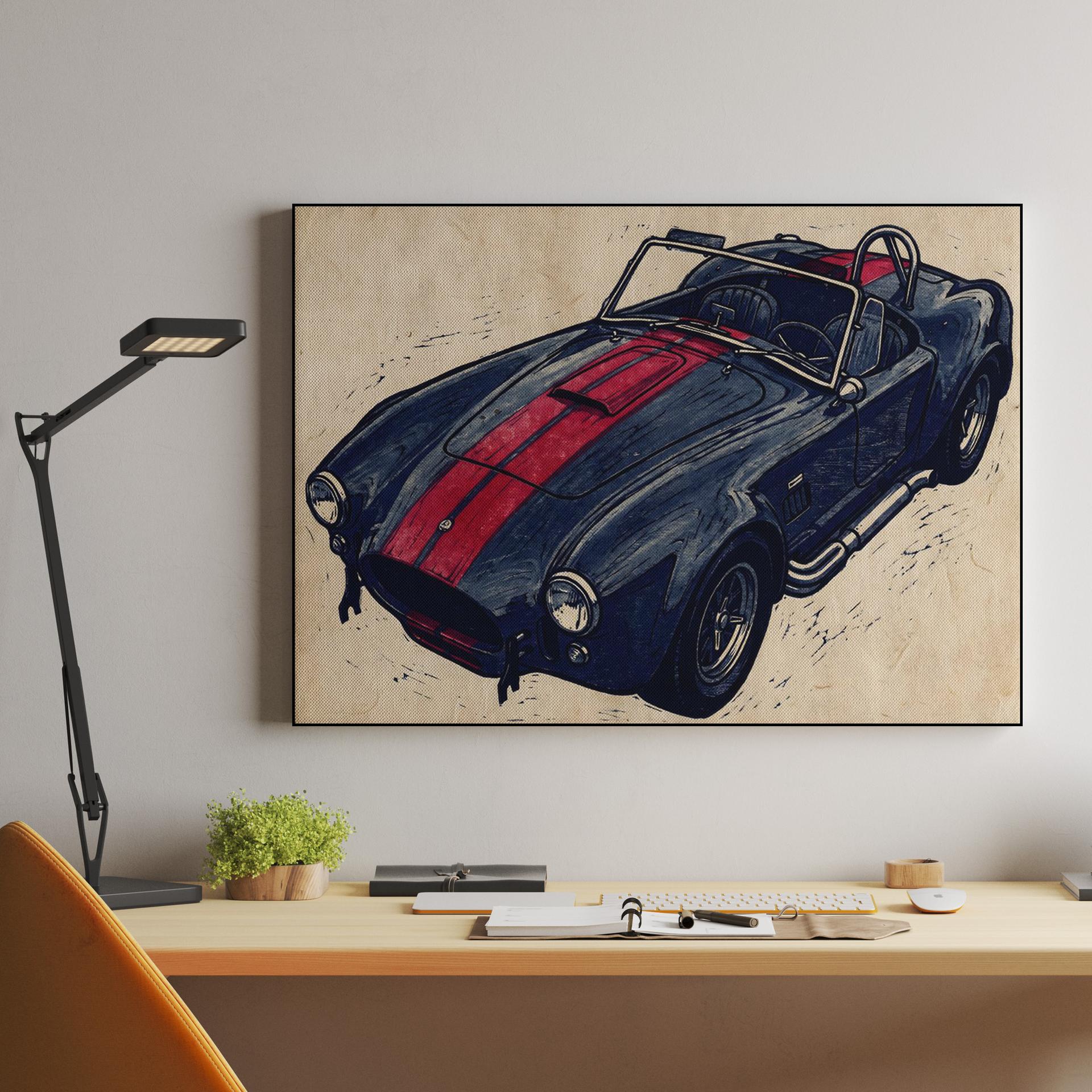 Shelby Cobra 427 Textured Linocut Study