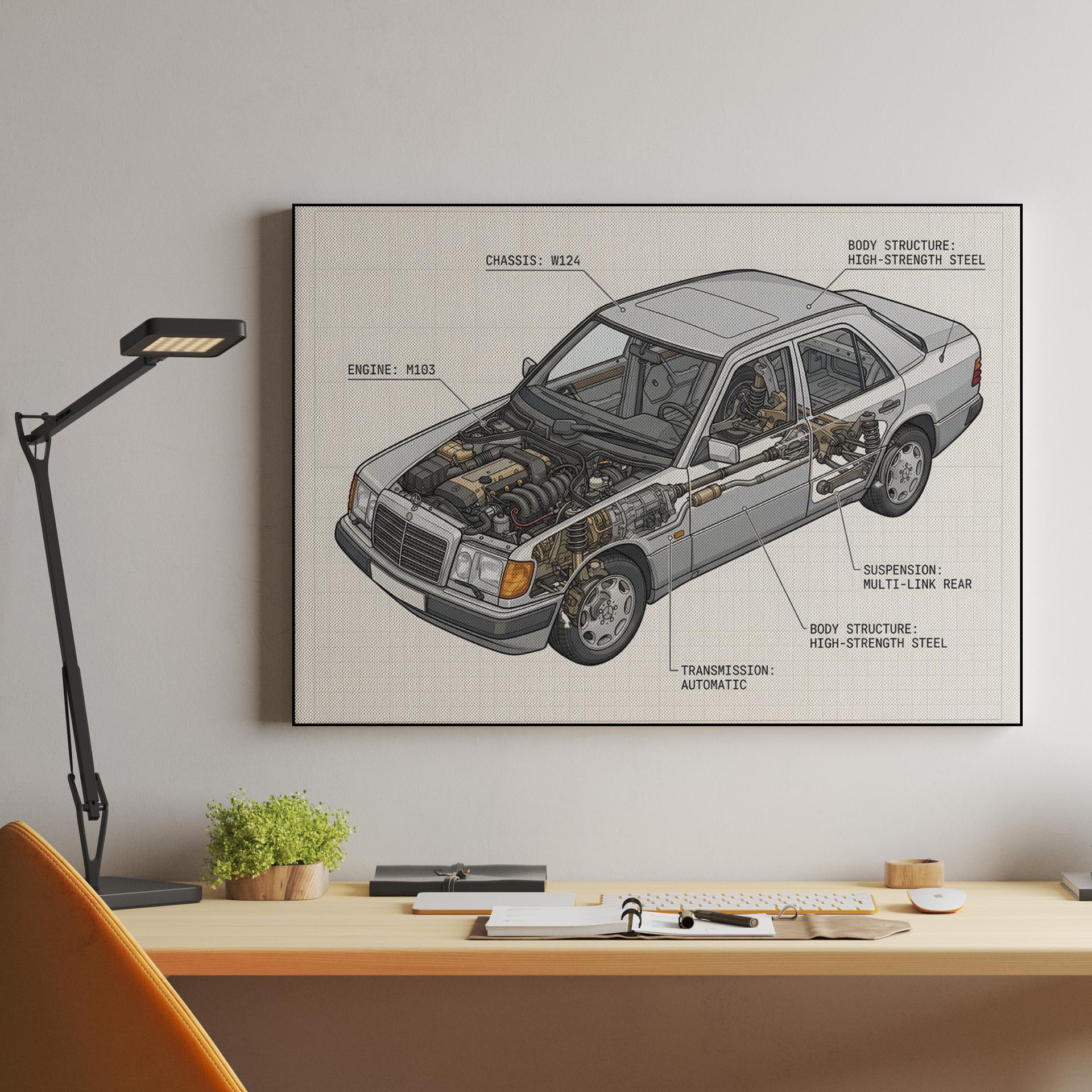 Mercedes-Benz W124: Engineering Cutaway Illustration