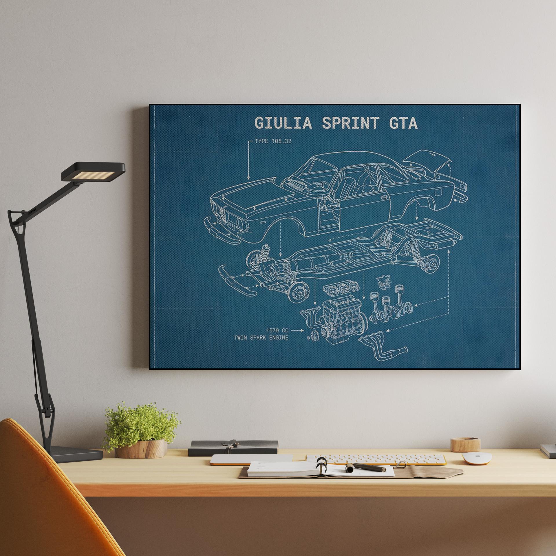 Alfa Romeo Giulia Sprint GTA Exploded View Blueprint