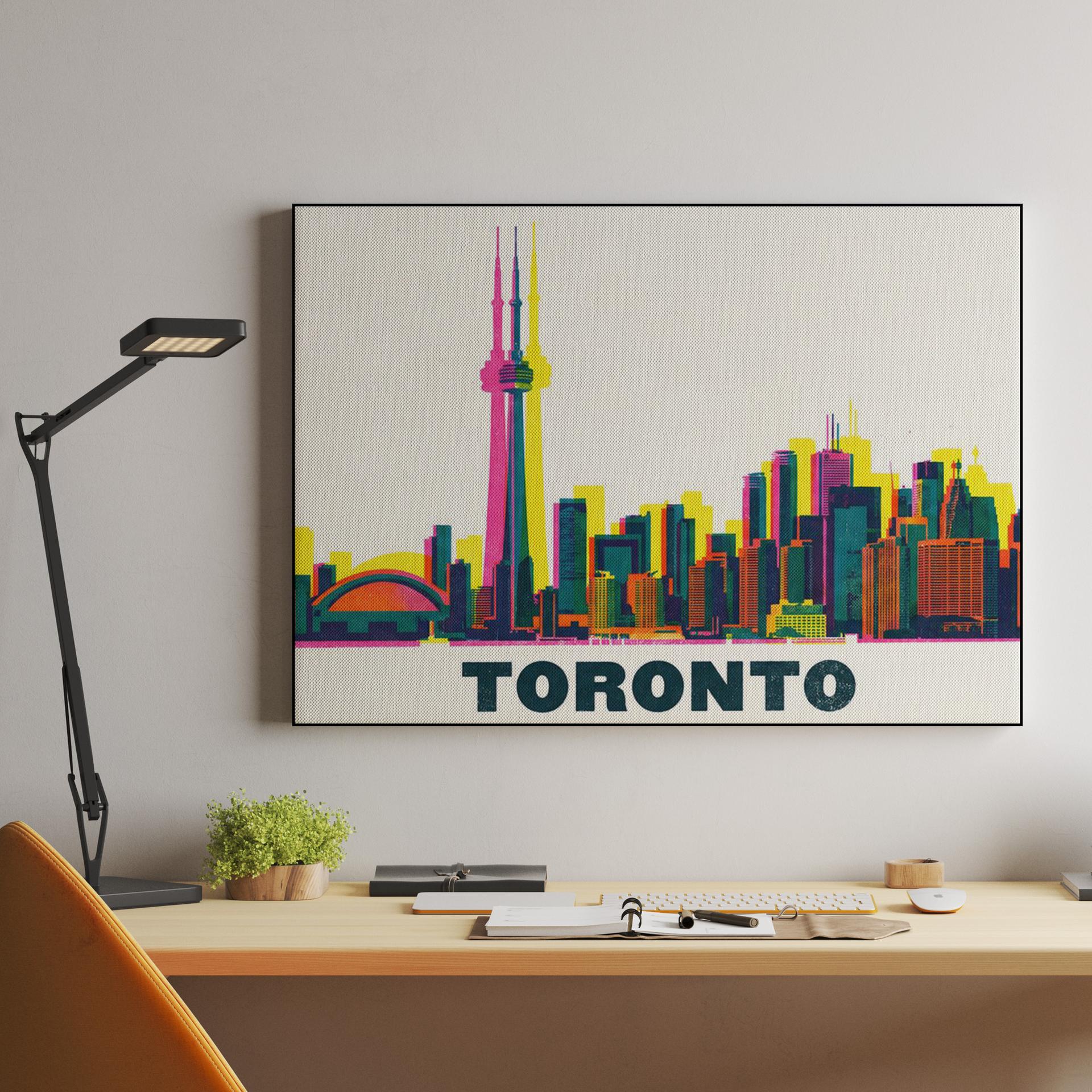 Vibrant Toronto Skyline Risograph Art