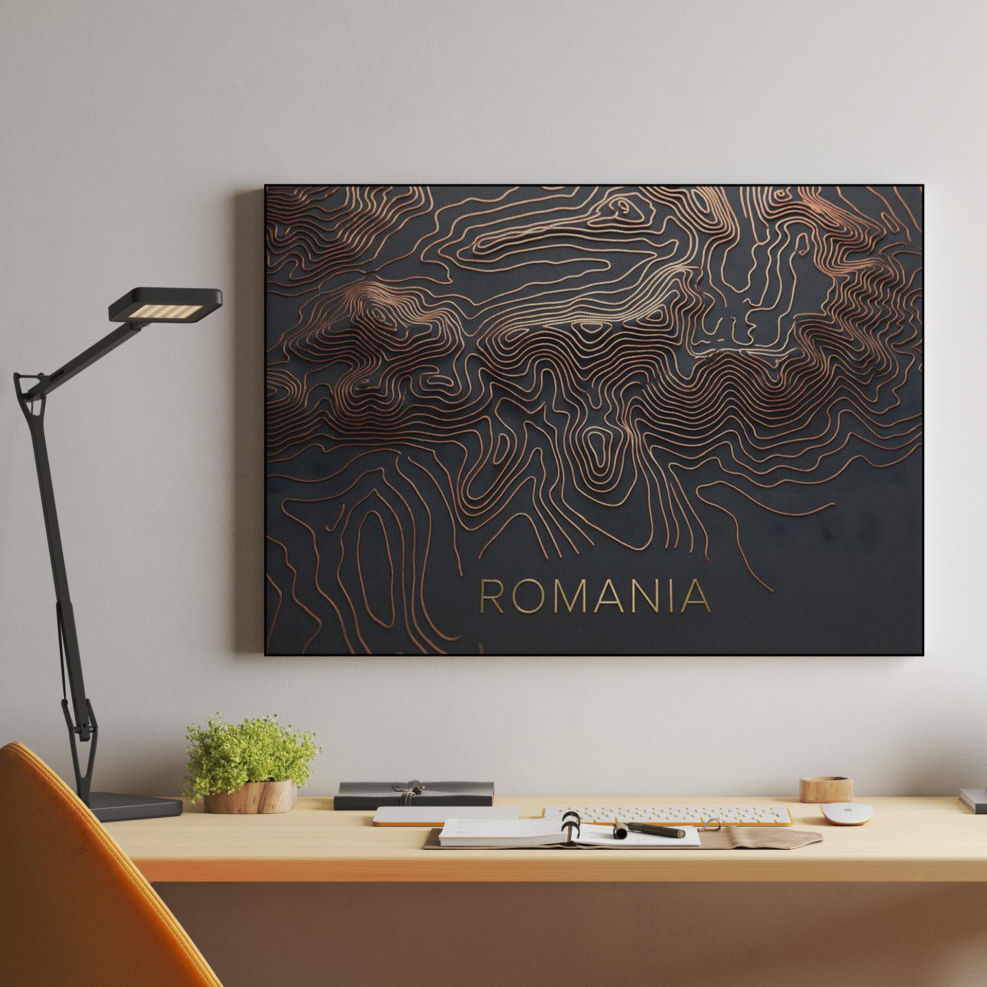 Copper Topography: Romania Relief Map
